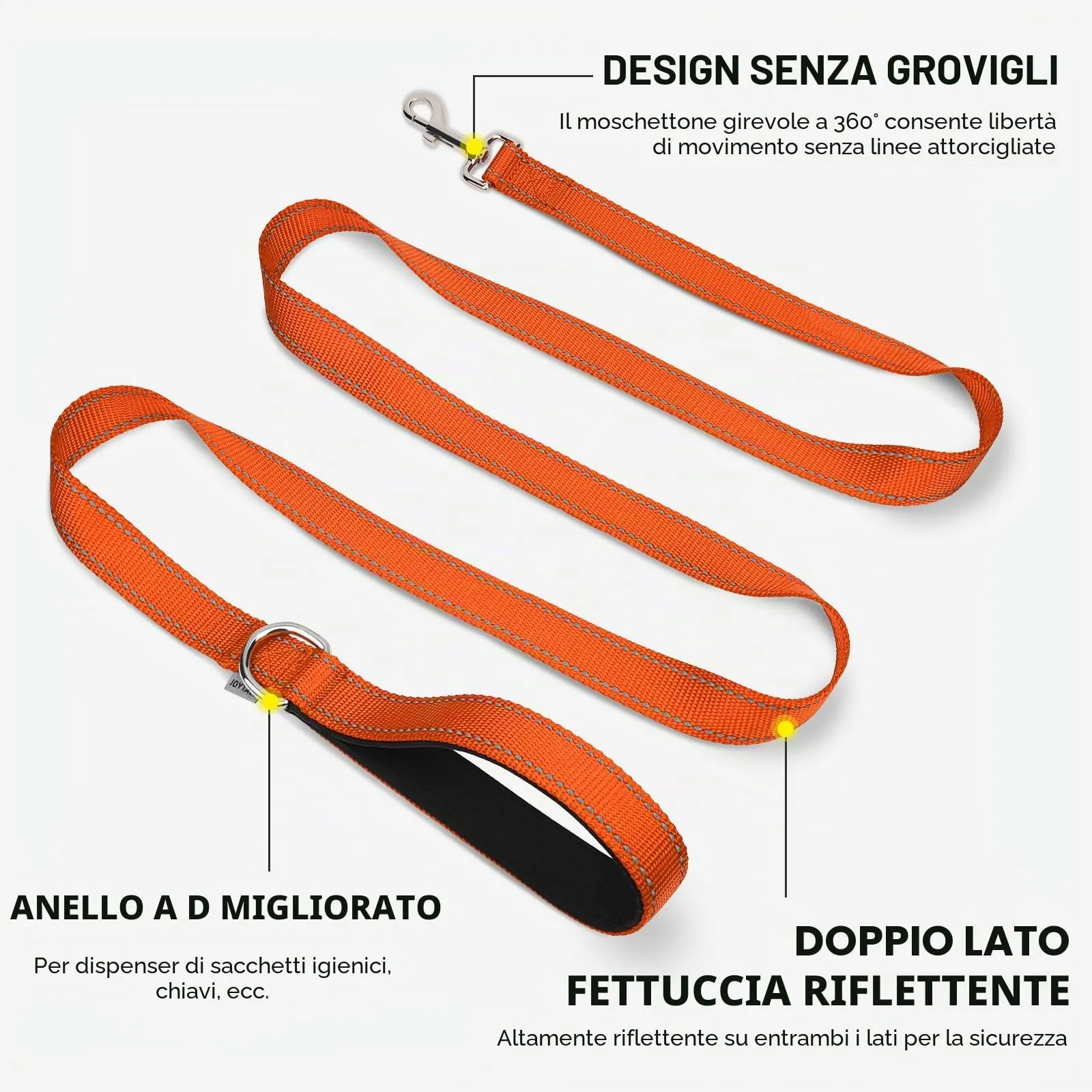 Joytale Guinzaglio per Cani Riflettente Imbottito, 1.2m x 2cm, Arancia - immagine 5