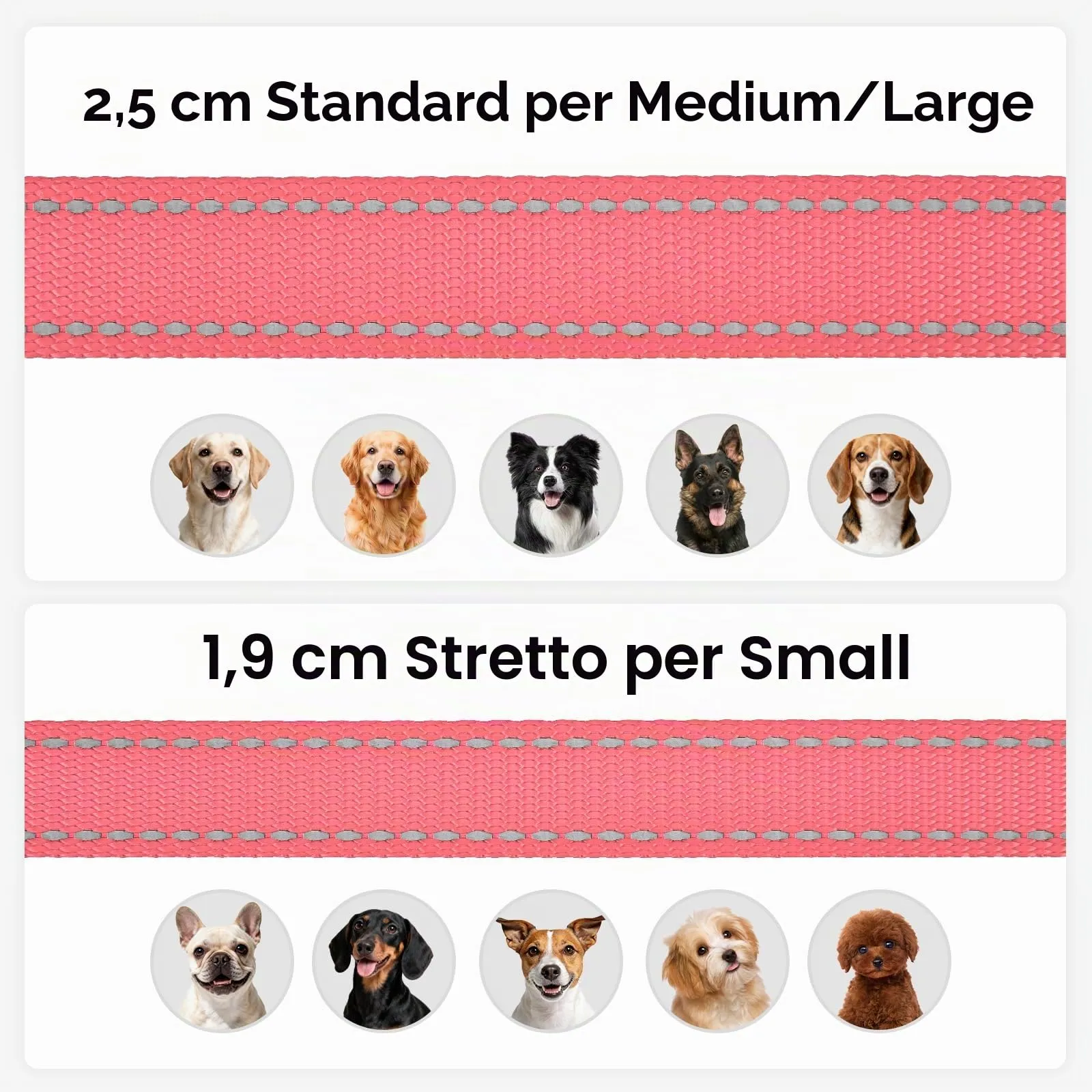 Joytale Guinzaglio per Cani Riflettente Imbottito, 1.2m x 2cm, Rosa - immagine 6