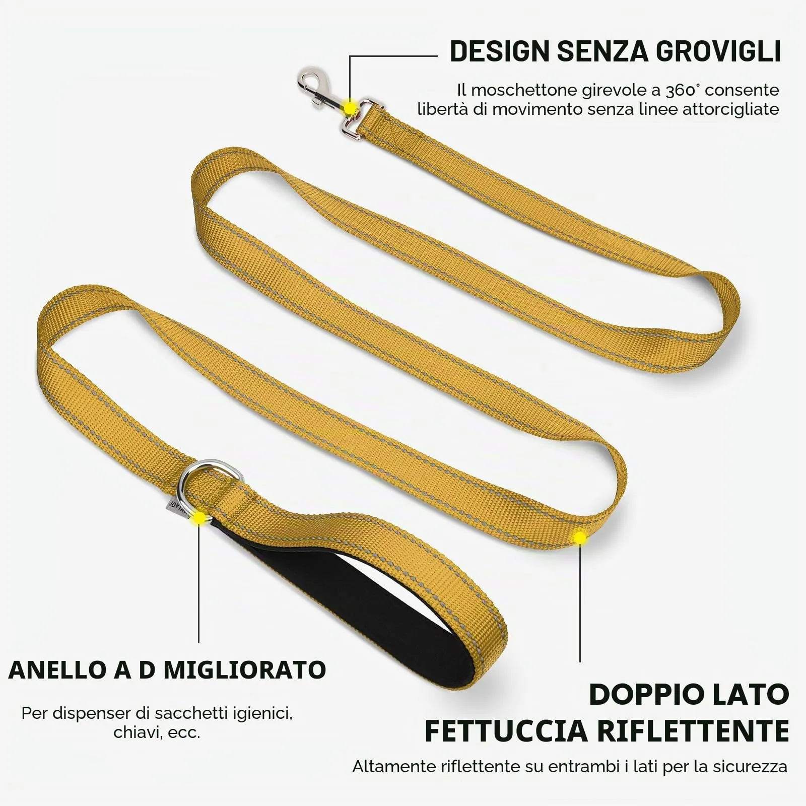 Joytale Guinzaglio per Cani Riflettente Imbottito, 1.2m x 2.5cm, Marrone - immagine 5
