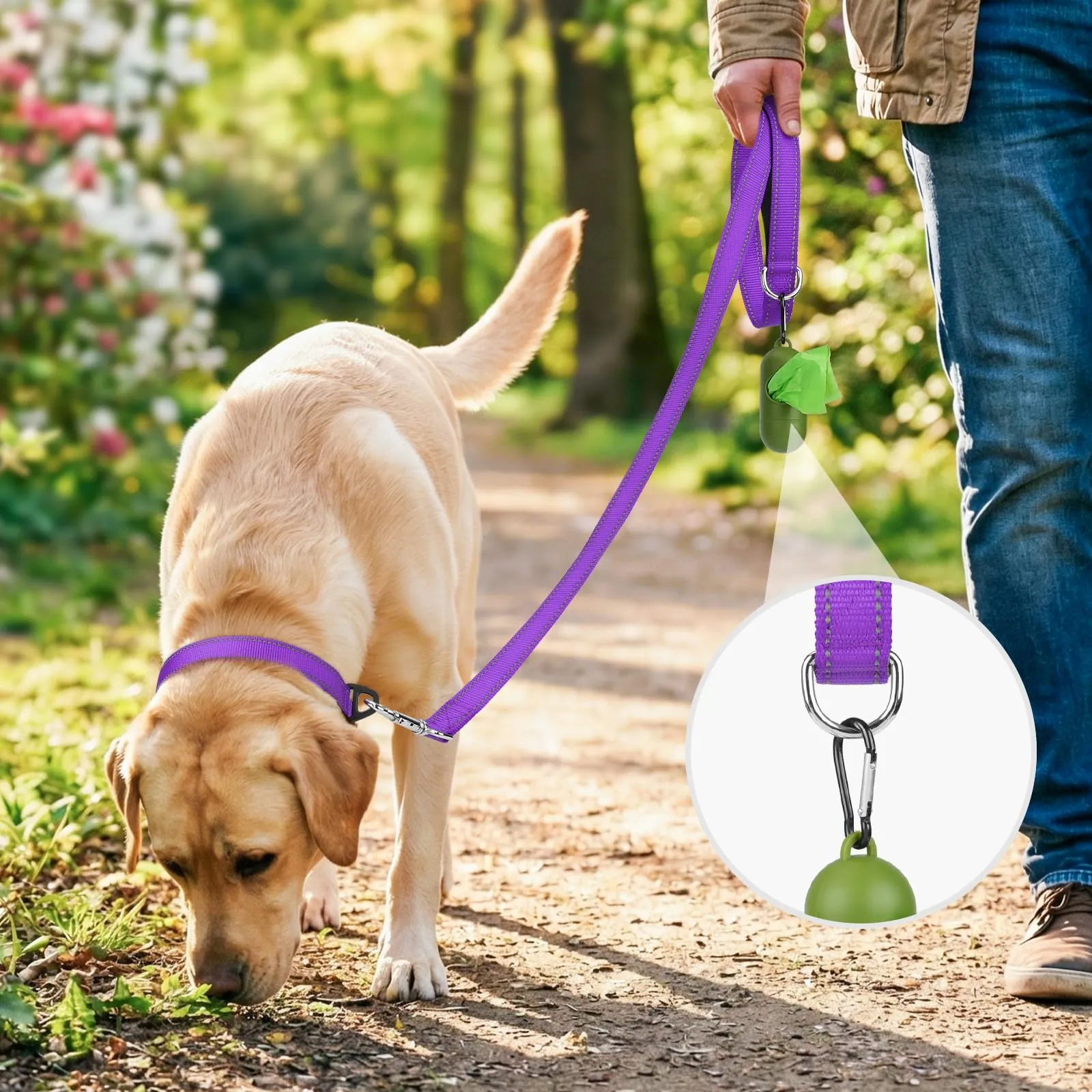 Joytale Guinzaglio per Cani Riflettente Imbottito, 1.2m x 2.5cm, Viola - immagine 2