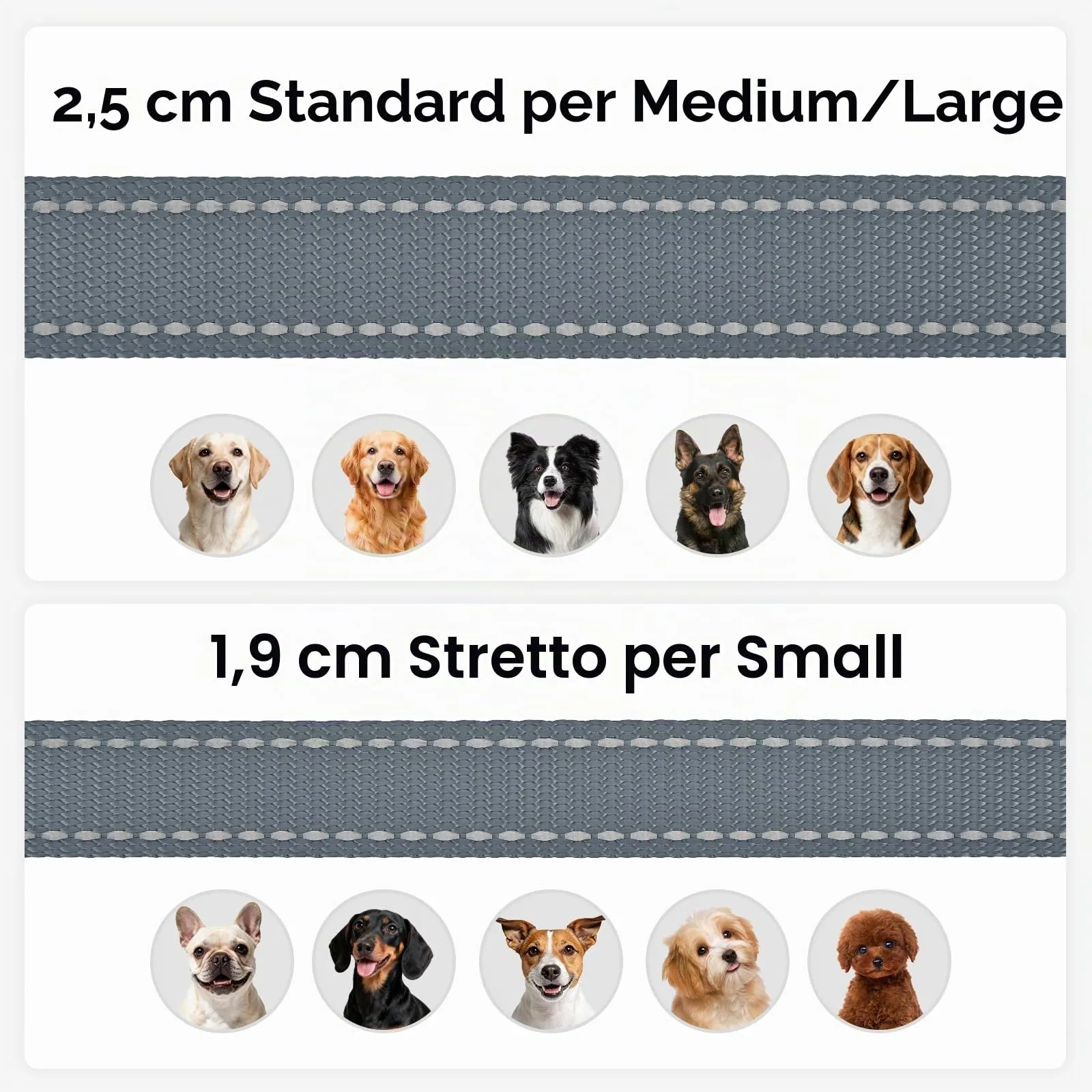 Joytale Guinzaglio per Cani Riflettente Imbottito, 1.2m x 2cm, Grigio - immagine 6