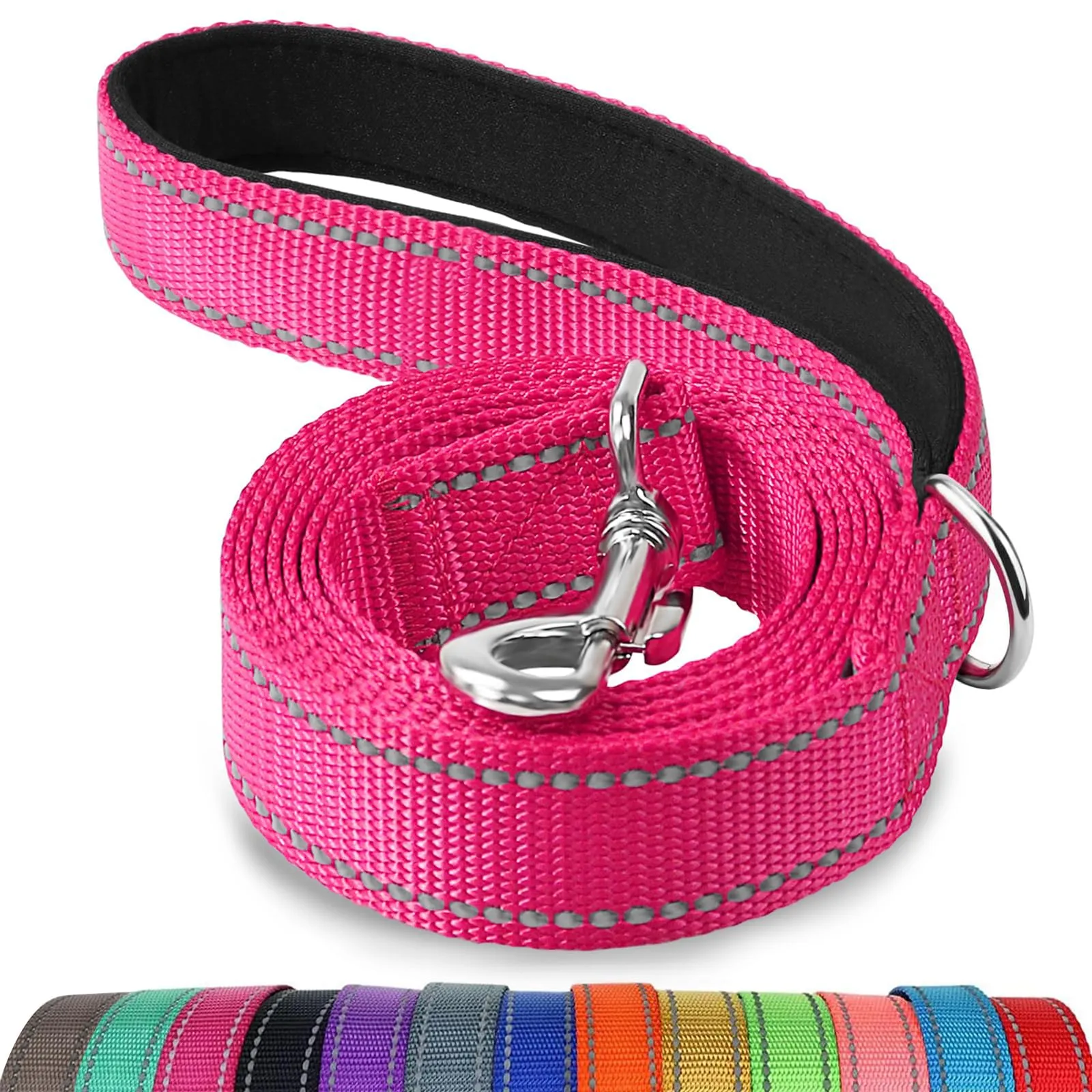 Joytale Guinzaglio per Cani Riflettente Imbottito, 1.5m x 2.5cm, Rosa Caldo - immagine 1