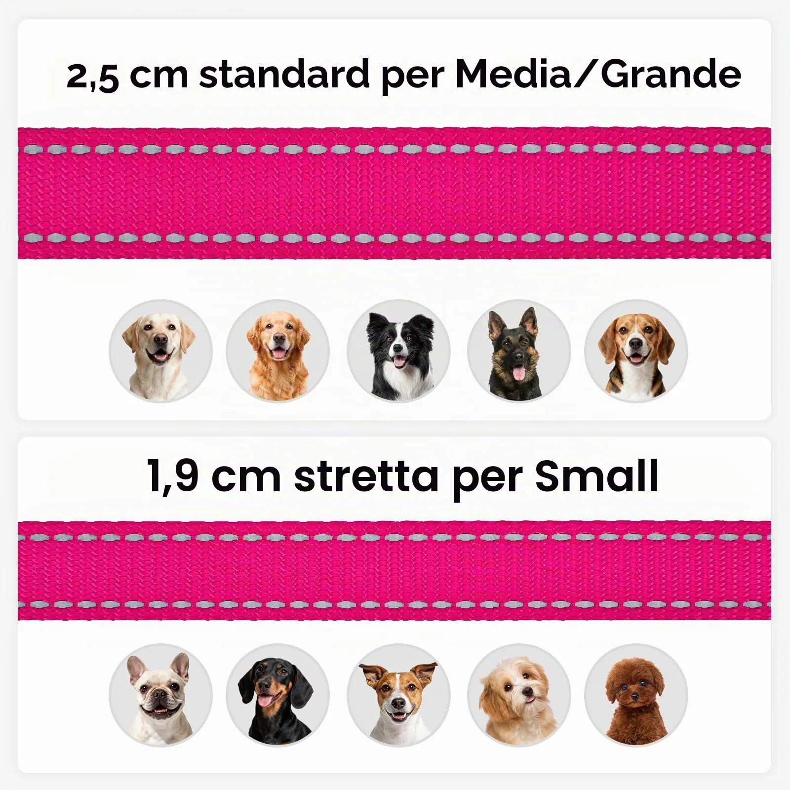 Joytale Guinzaglio per Cani Riflettente Imbottito, 1.5m x 2.5cm, Rosa Caldo - immagine 6