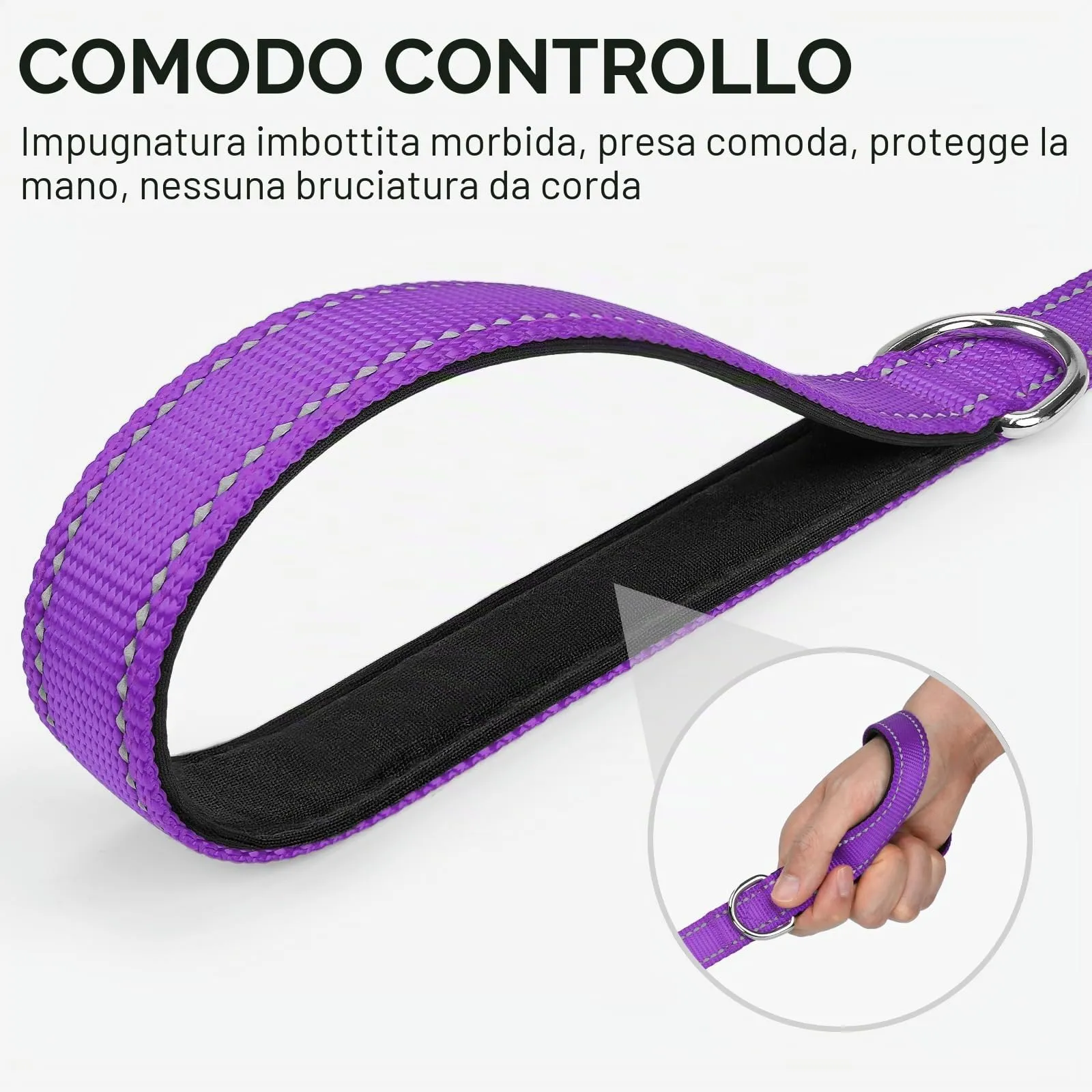 Joytale Guinzaglio per Cani Riflettente Imbottito, 1.5m x 2.5cm, Viola - immagine 3