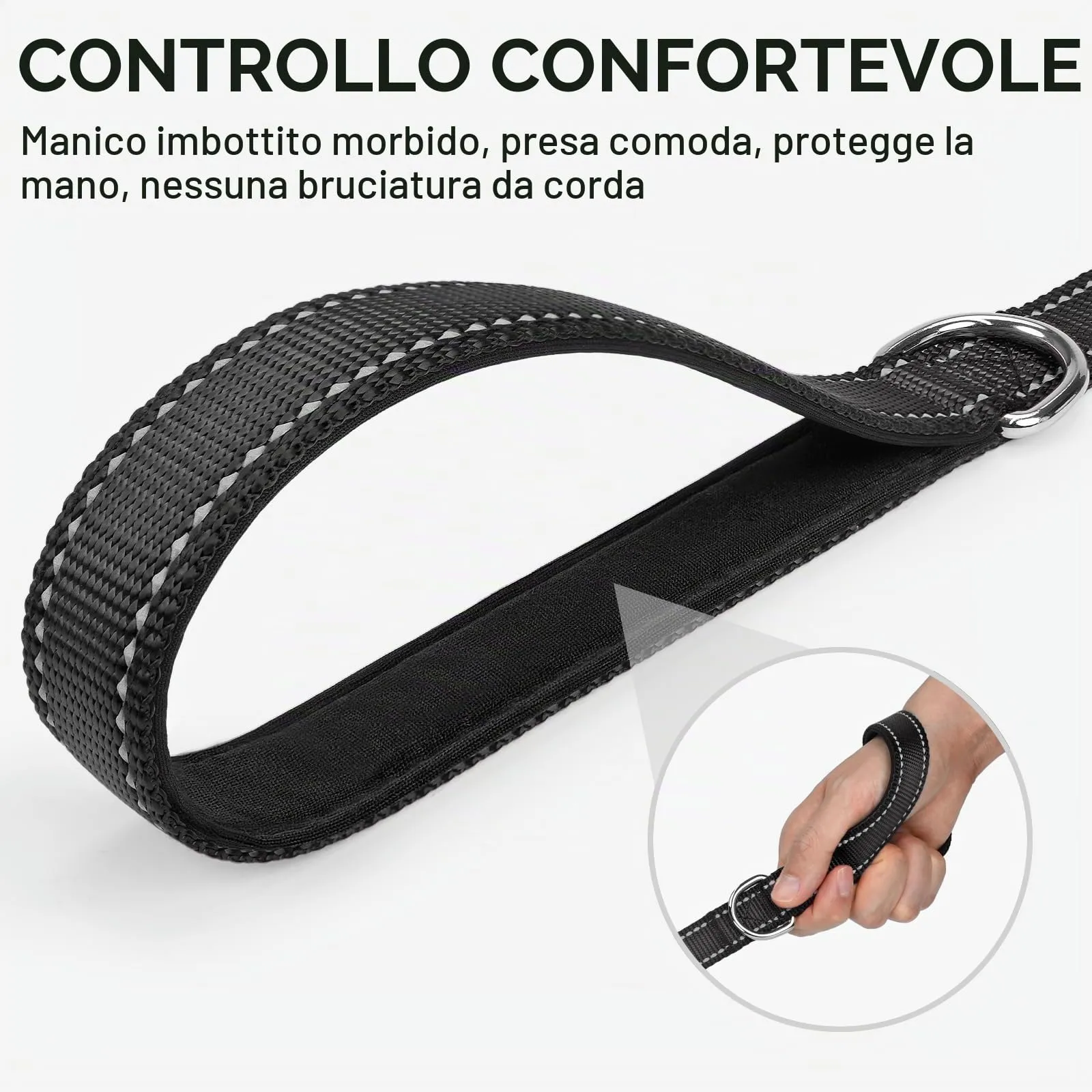 Joytale Guinzaglio per Cani Riflettente Imbottito, 1.5m x 2cm, Nero - immagine 3