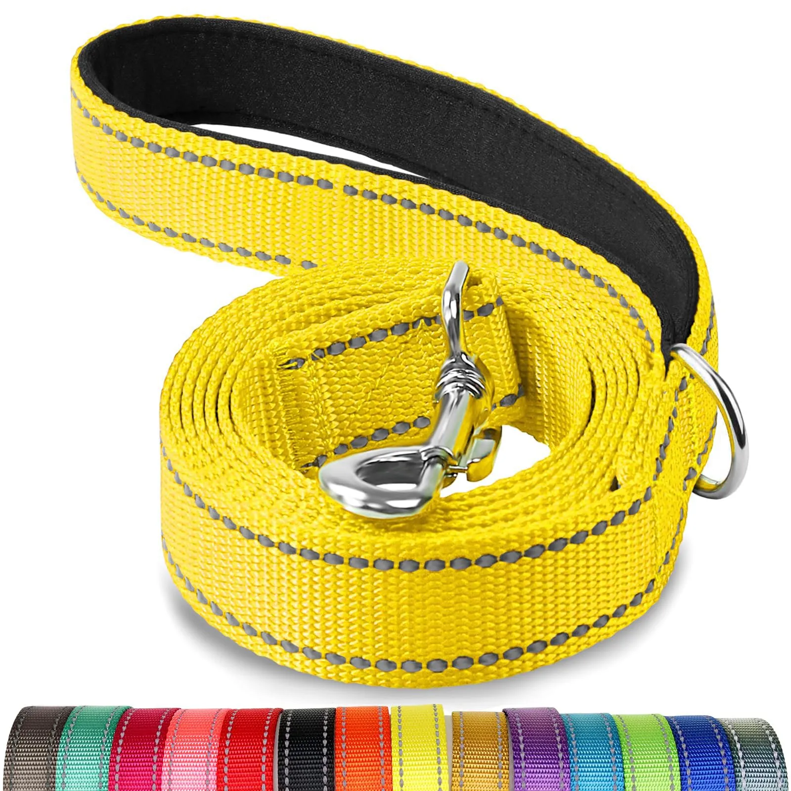 Joytale Guinzaglio per Cani Riflettente Imbottito, 1.5m x 2cm, Giallo - immagine 1