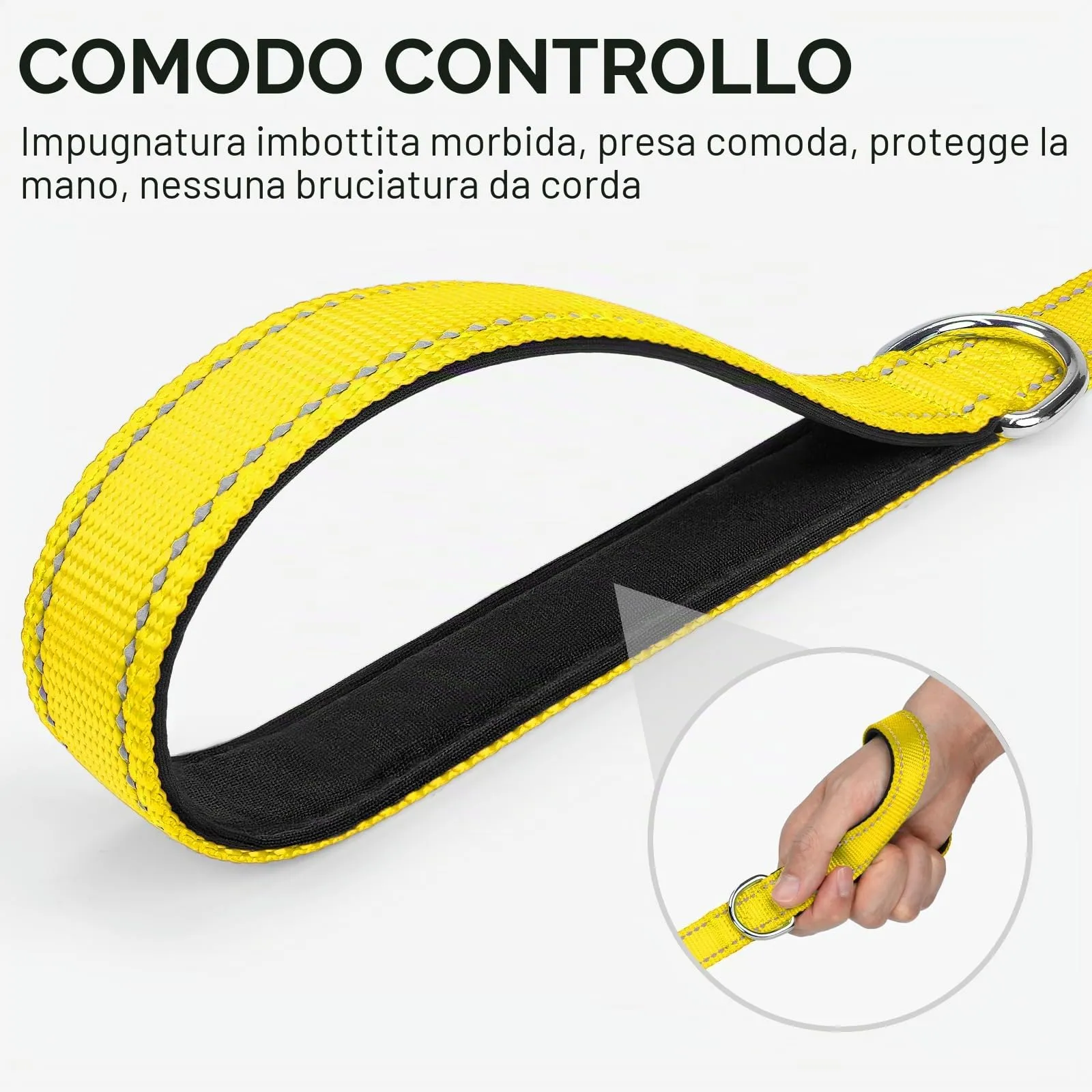 Joytale Guinzaglio per Cani Riflettente Imbottito, 1.5m x 2cm, Giallo - immagine 3