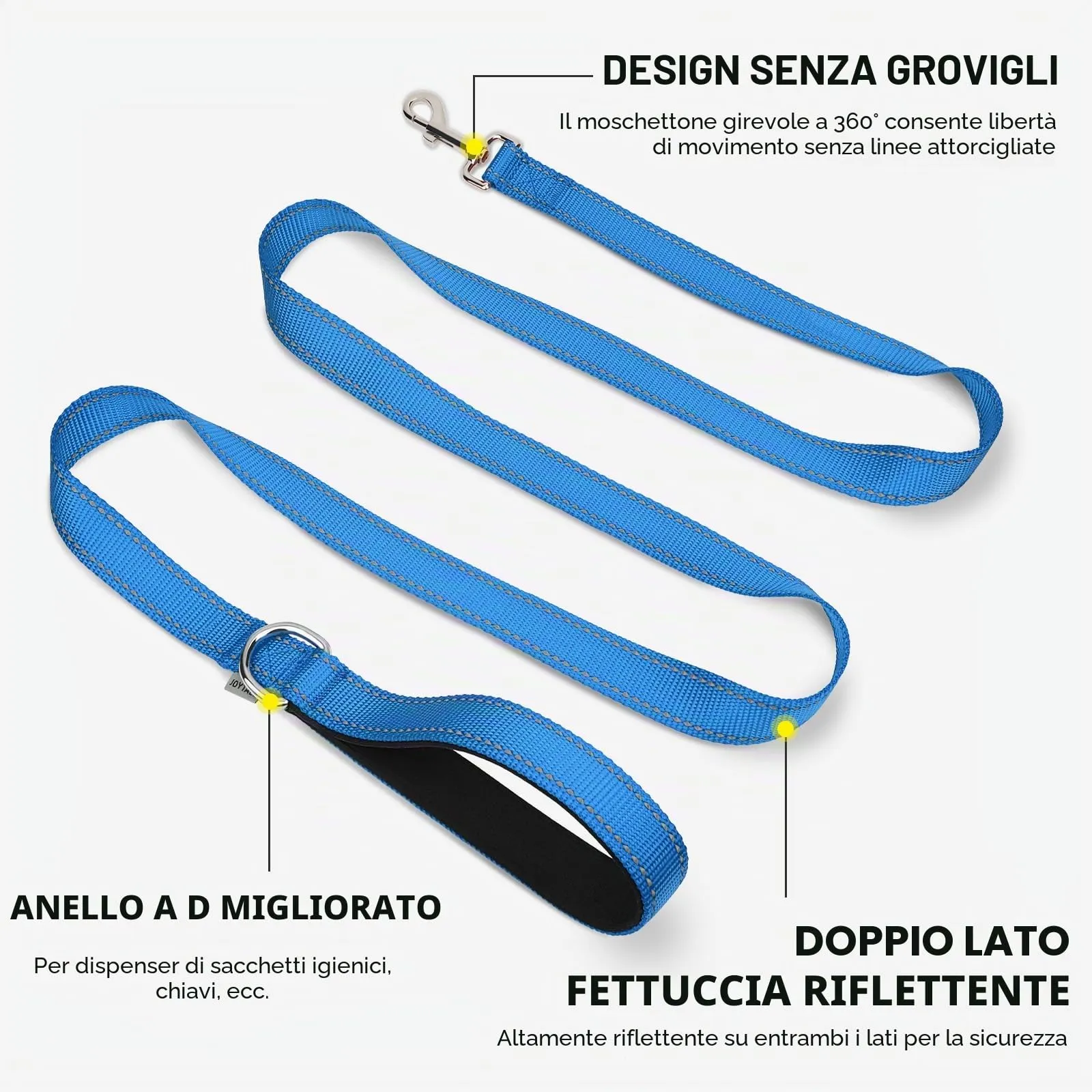 Joytale Guinzaglio per Cani Riflettente Imbottito, 1.5m x 2cm, Blu - immagine 5