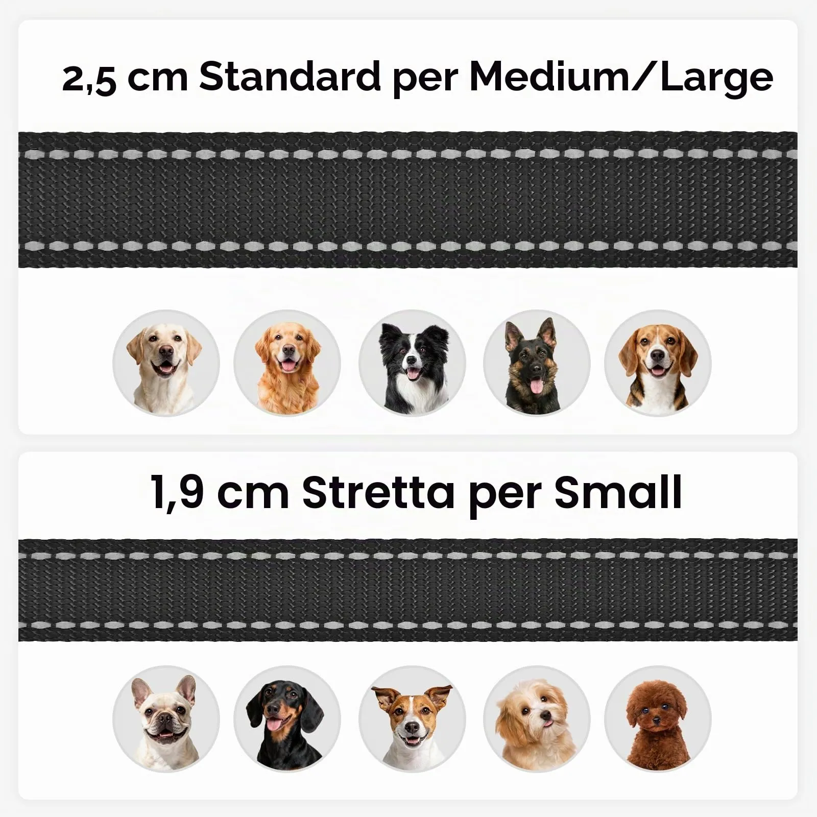 Joytale Guinzaglio per Cani, 1.5m x 2.5cm, Riflettente e Imbottito, Nero - immagine 6