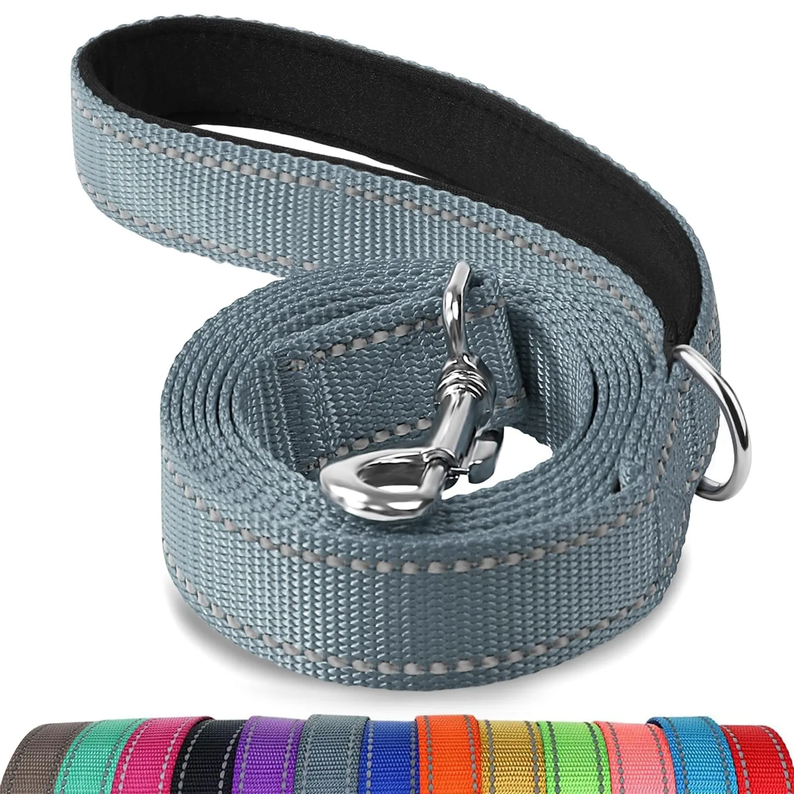 Joytale Guinzaglio per Cani Riflettente Imbottito, 1.5m x 2.5cm, Grigio - immagine 1