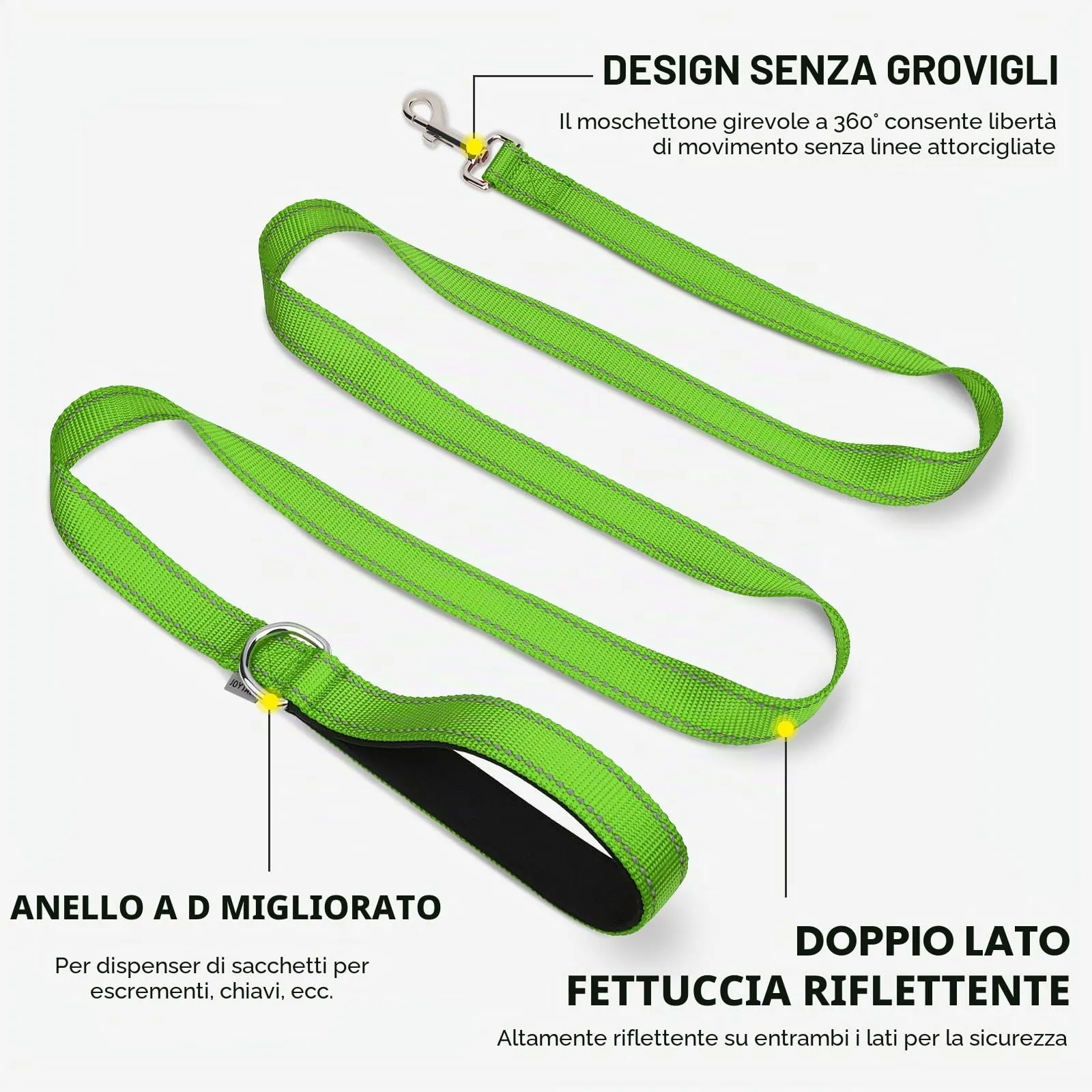 Joytale Guinzaglio per Cani Riflettente Imbottito, 1.5m x 2.5cm, Verde - immagine 5