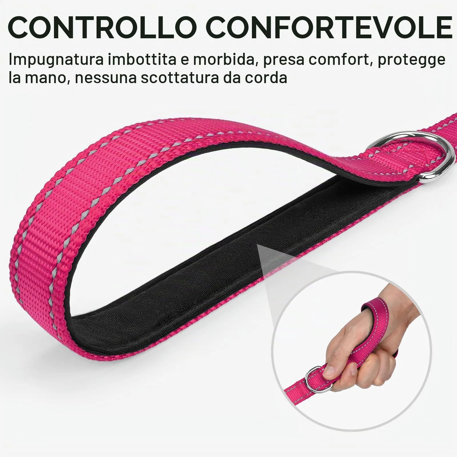 Joytale Guinzaglio per Cani Riflettente Imbottito, 1.5m x 2cm, Rosa Caldo - immagine 3
