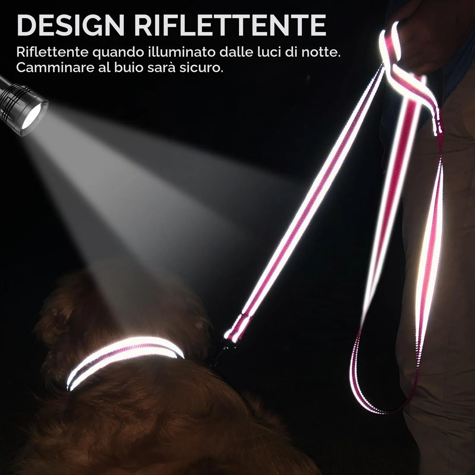 Joytale Guinzaglio per Cani Riflettente Imbottito, 1.5m x 2cm, Rosa Caldo - immagine 4