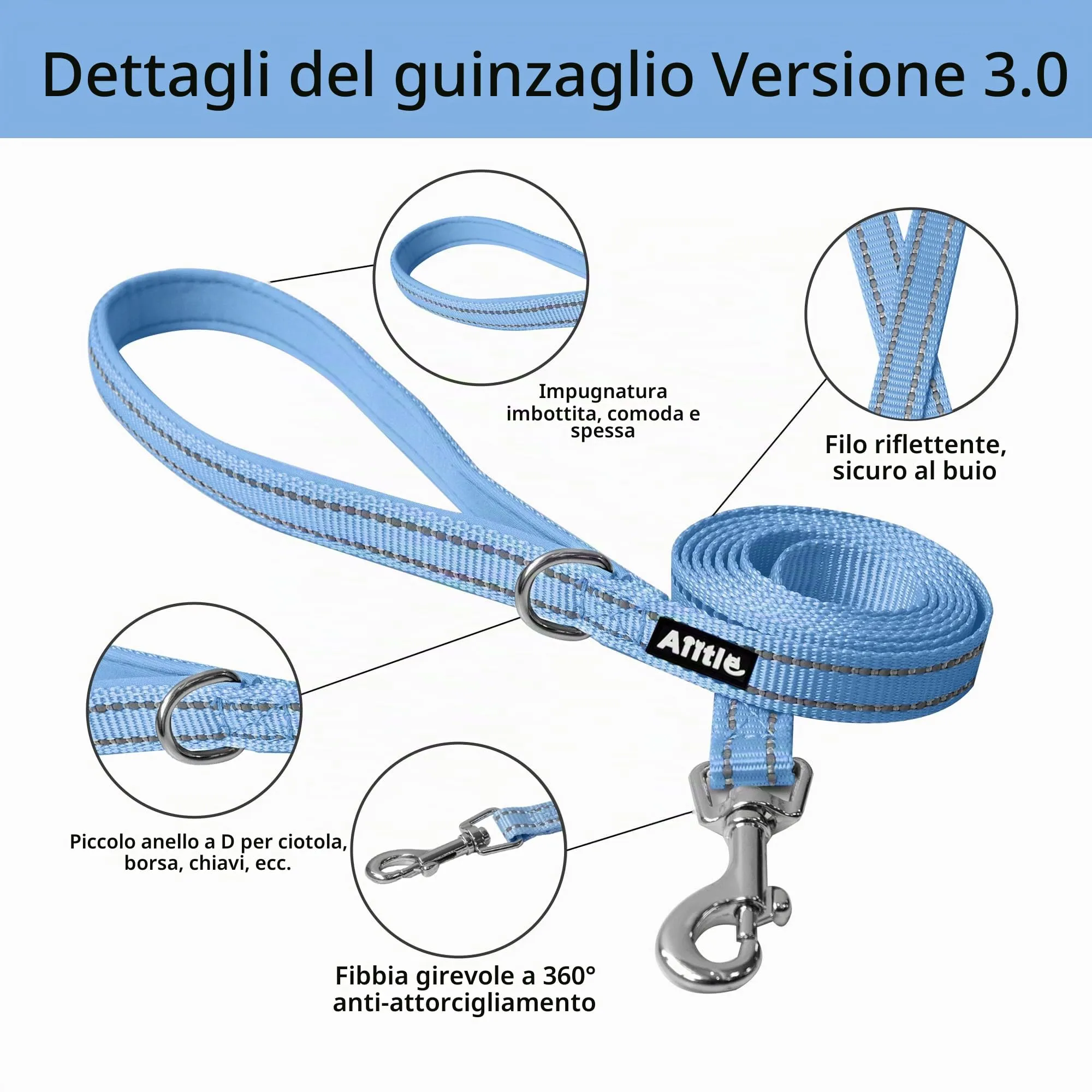 Aiitle Set Imbracatura a Gilet e Guinzaglio per Cani, Riflettente, Blu, XS - immagine 6