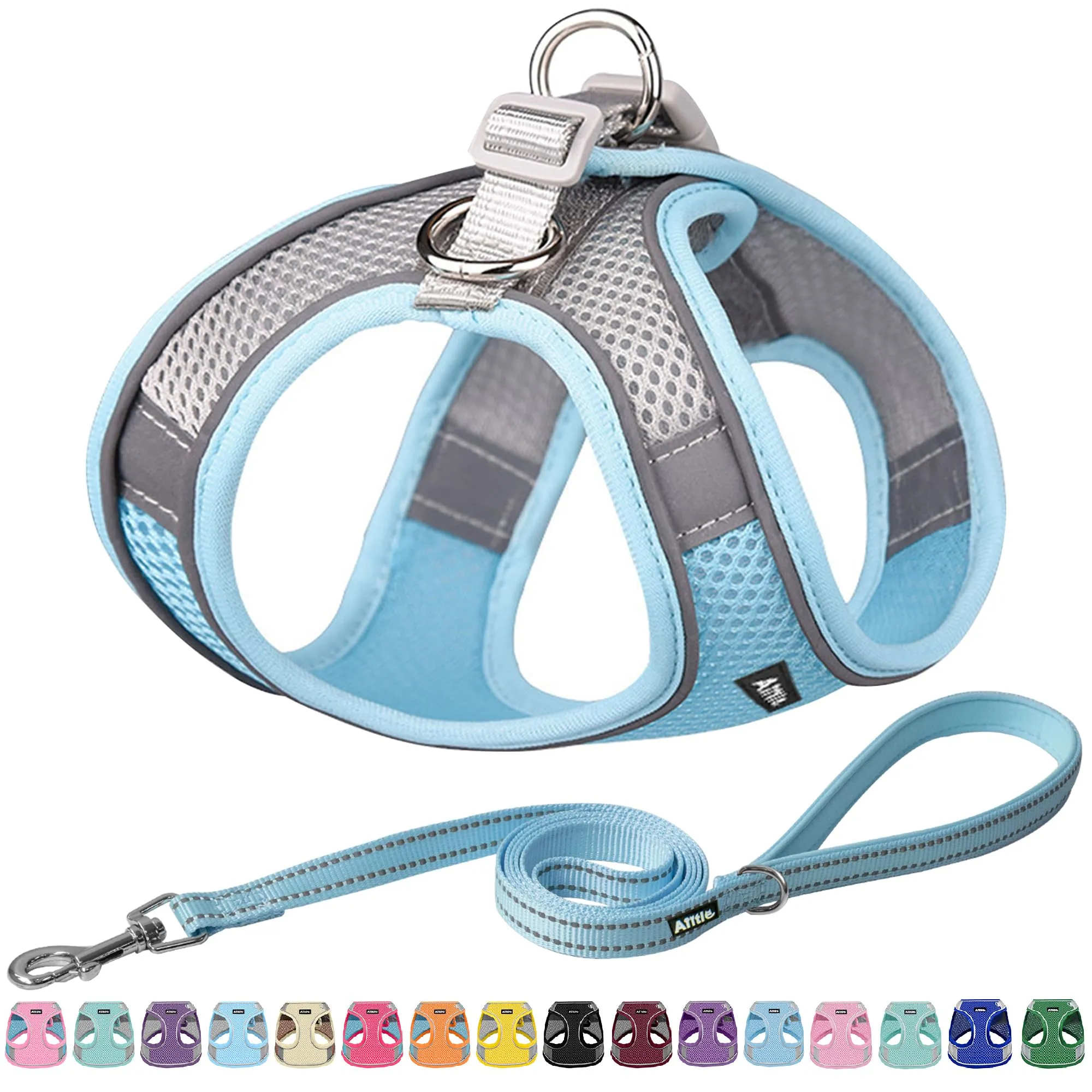Aiitle Easy Walk - Set di pettorina e guinzaglio per cani, regolabile, gilet imbottito, blu, L - immagine 1