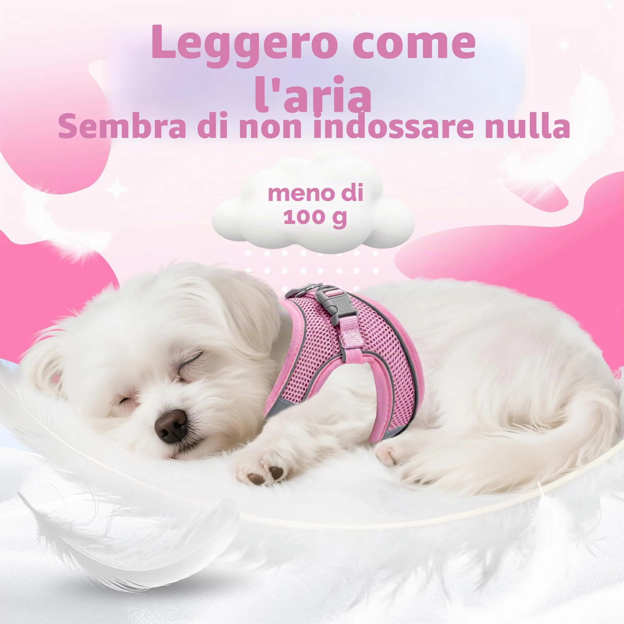 Aiitle Pettorina e Guinzaglio per Cani Anti-tiro e Anti-fuga con Fasce Riflettenti, Rosa M - immagine 7