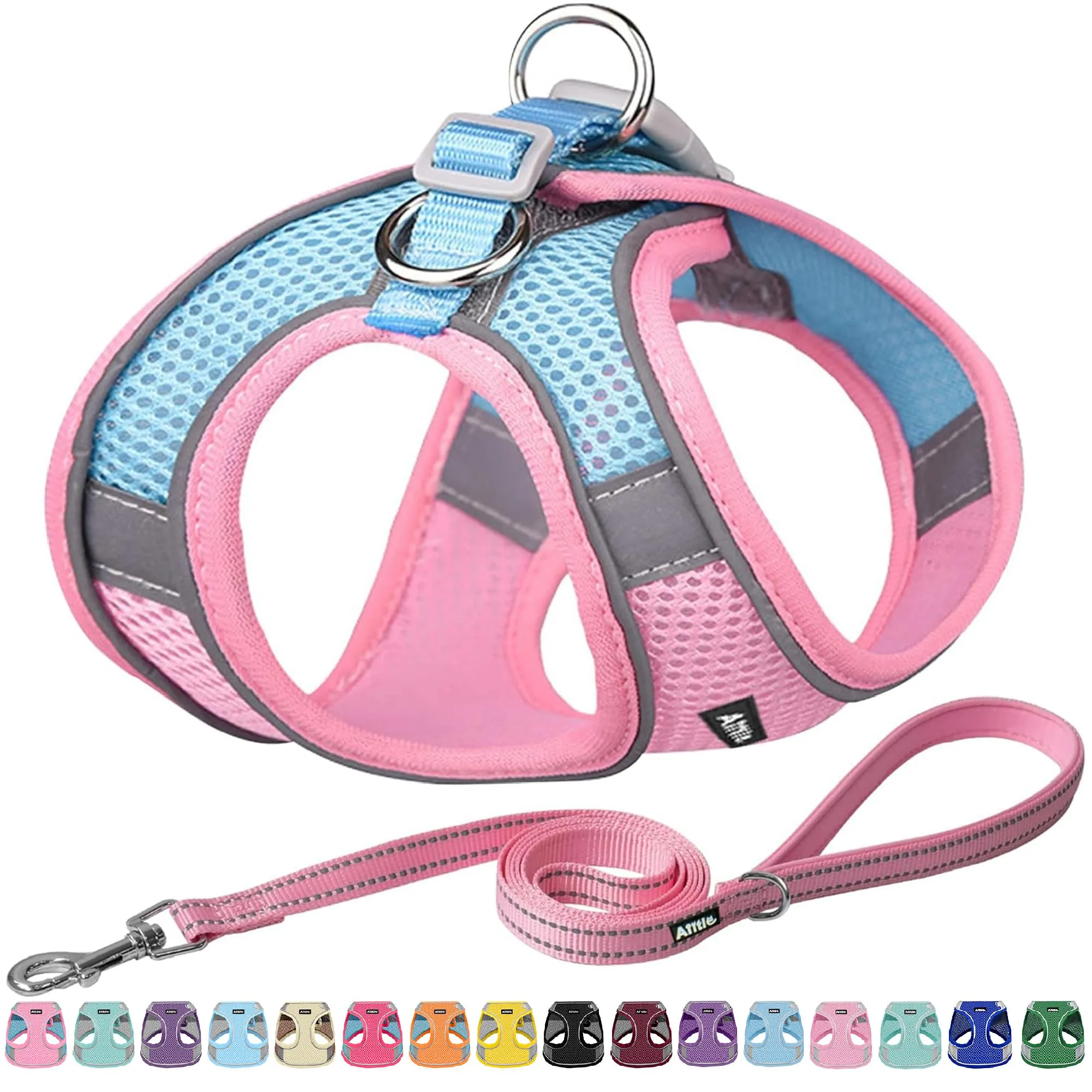 Aiitle Set Imbracatura a Gilet e Guinzaglio per Cani, Riflettente, Rosa, XS - immagine 1