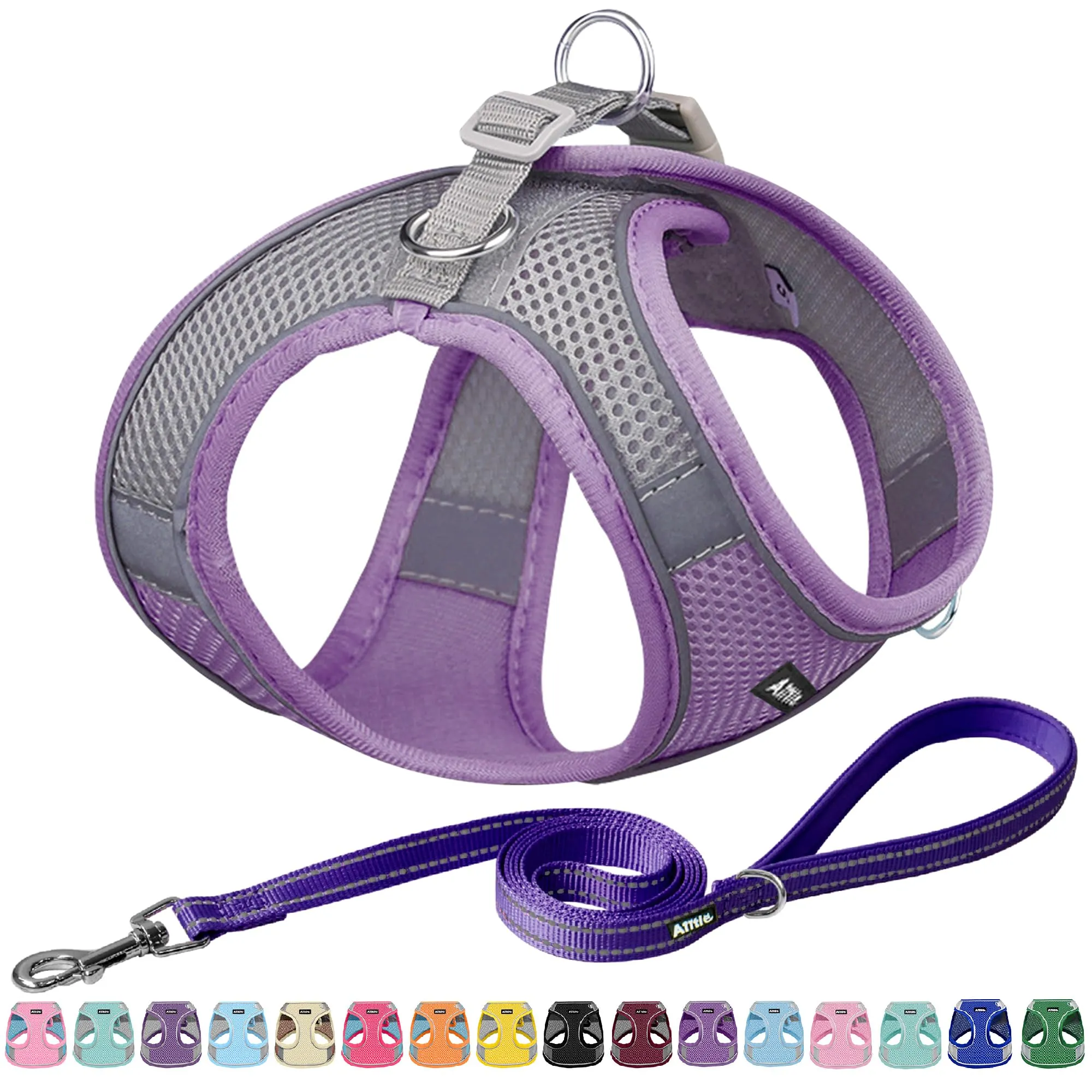 Aiitle Pettorina per cuccioli con guinzaglio, rete traspirante e anti-tiro per cani di piccola taglia e gatti, Viola XXS - immagine 1