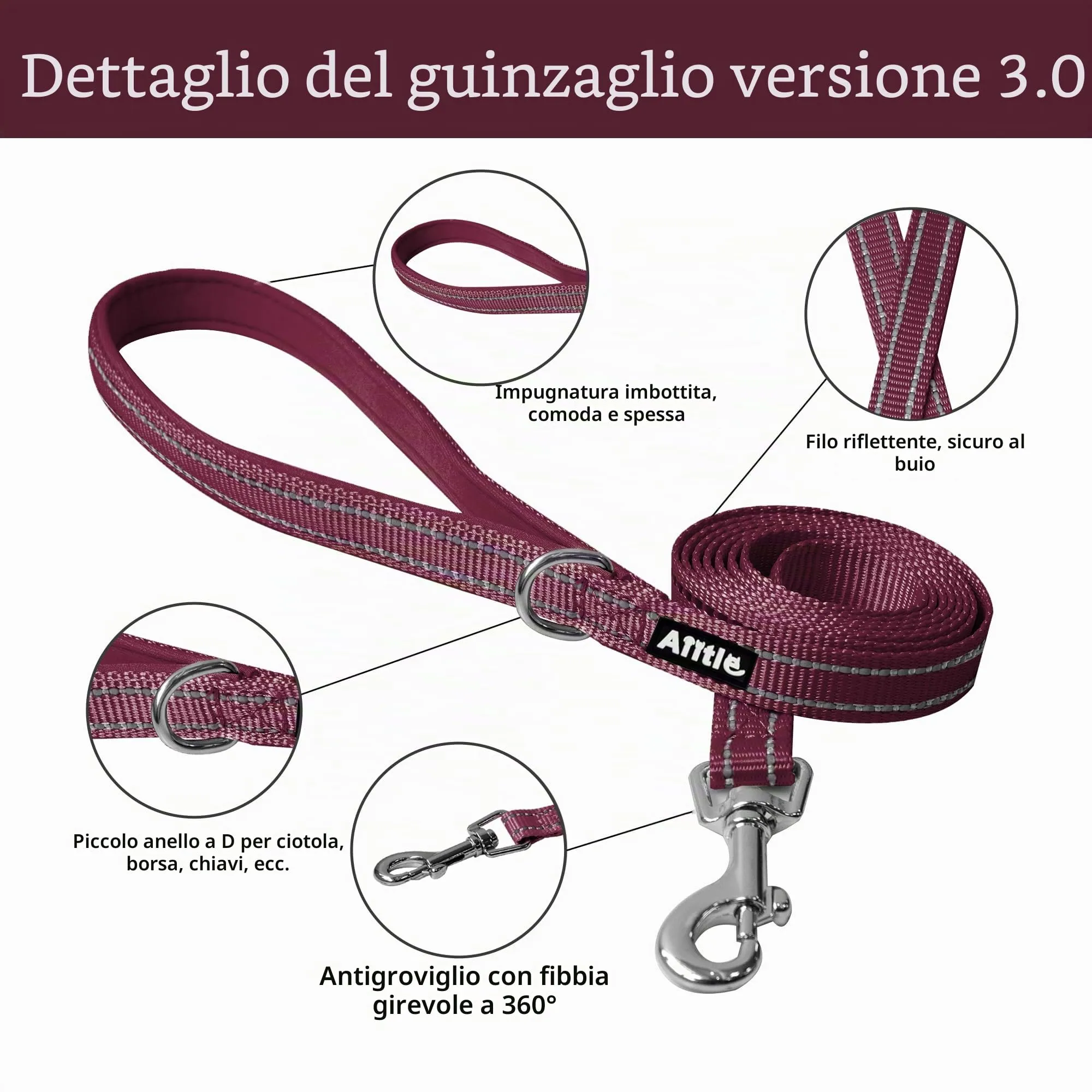 Aiitle Pettorina anti-tiro e Guinzaglio per cani, taglia S, Borgogna - immagine 4