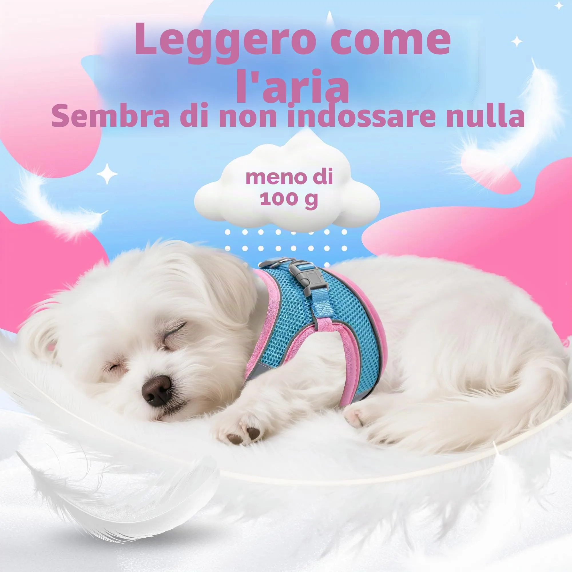 Aiitle Pettorina Estiva per Cani e Gatti con Guinzaglio, Gilet Riflettente Regolabile e Traspirante, Taglia XXXS, Rosa, a Pois - immagine 4