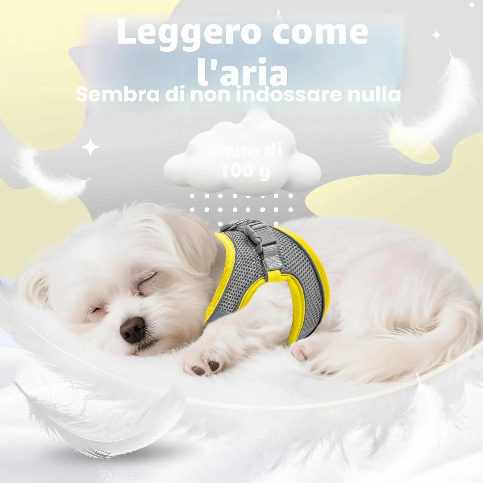 Aiitle Pettorina Estiva per Cani e Gatti con Guinzaglio, Gilet Riflettente Regolabile e Anti-fuga, Giallo, Taglia XXXS - immagine 11