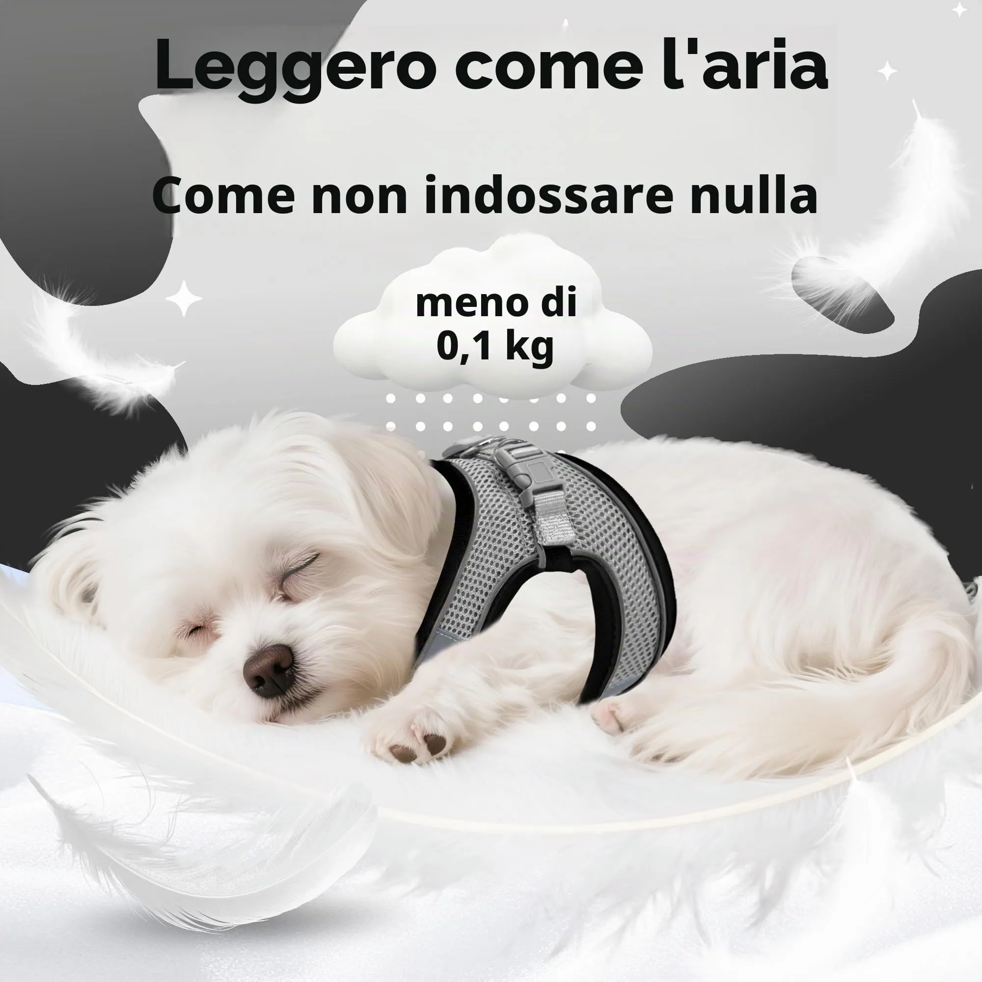 Aiitle Pettorina e Guinzaglio per Cani Anti-Tiro e Anti-Fuga Riflettenti, Nero, M - immagine 3