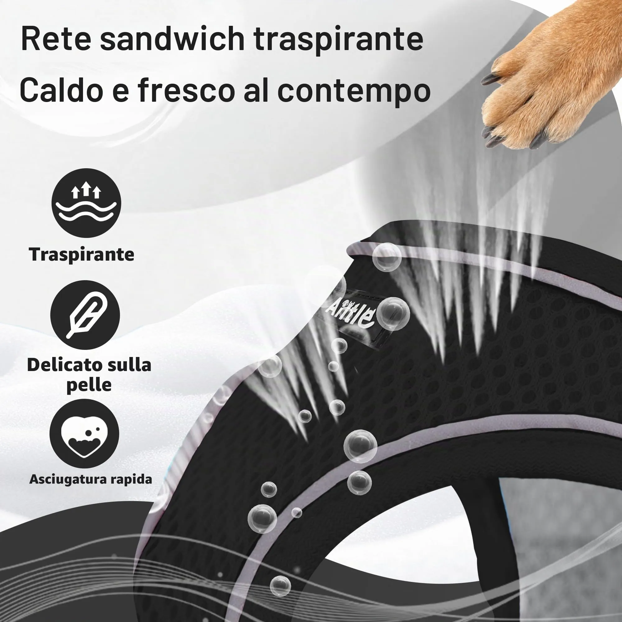 Aiitle Pettorina e Guinzaglio per Cani Anti-Tiro e Anti-Fuga Riflettenti, Nero, M - immagine 5