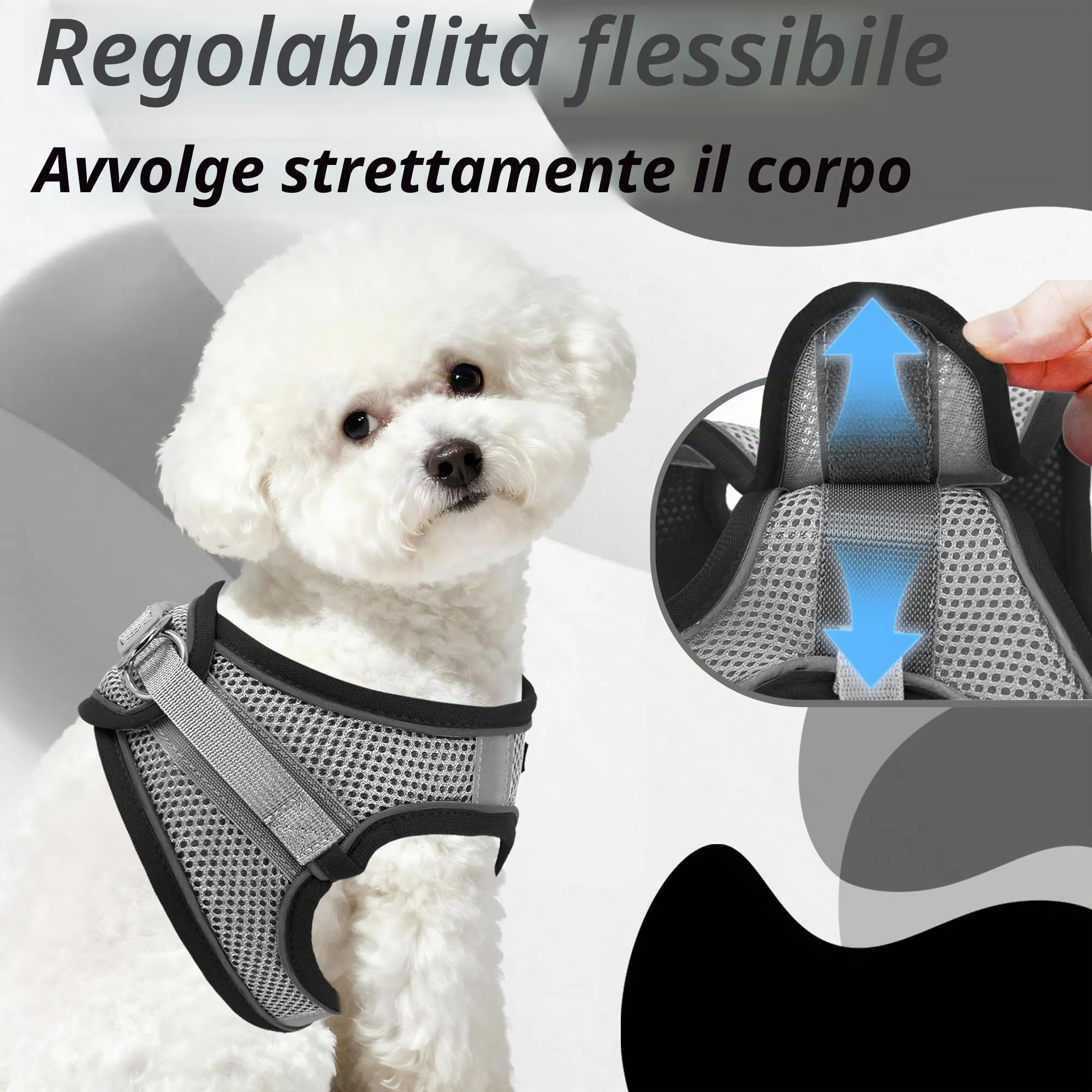 Aiitle Pettorina per cani a prova di fuga, regolabile, rete traspirante, Nero, XL - immagine 8