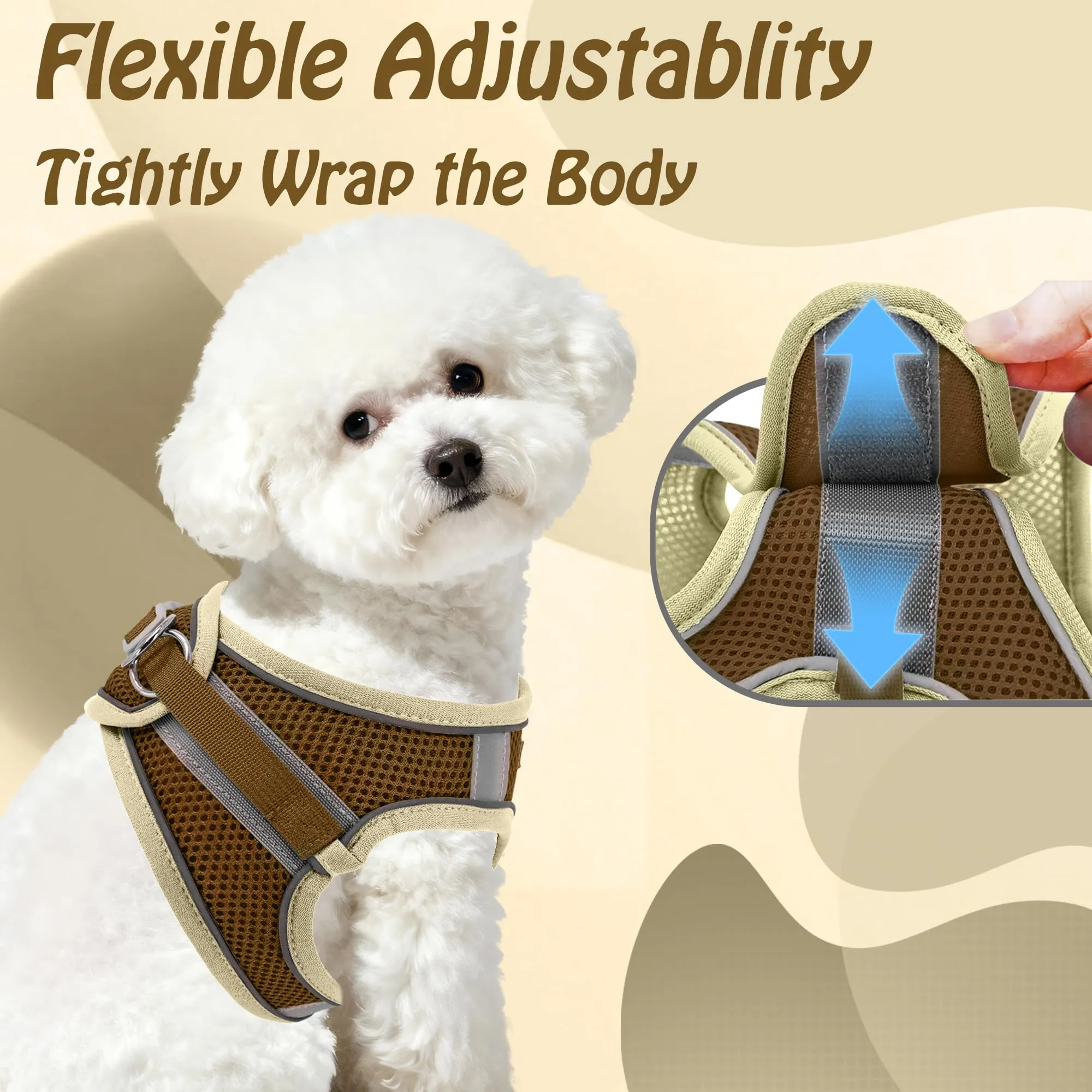 Aiitle Easy Walk Set di Pettorina e Guinzaglio per Cani, Regolabile, Beige, L - immagine 5