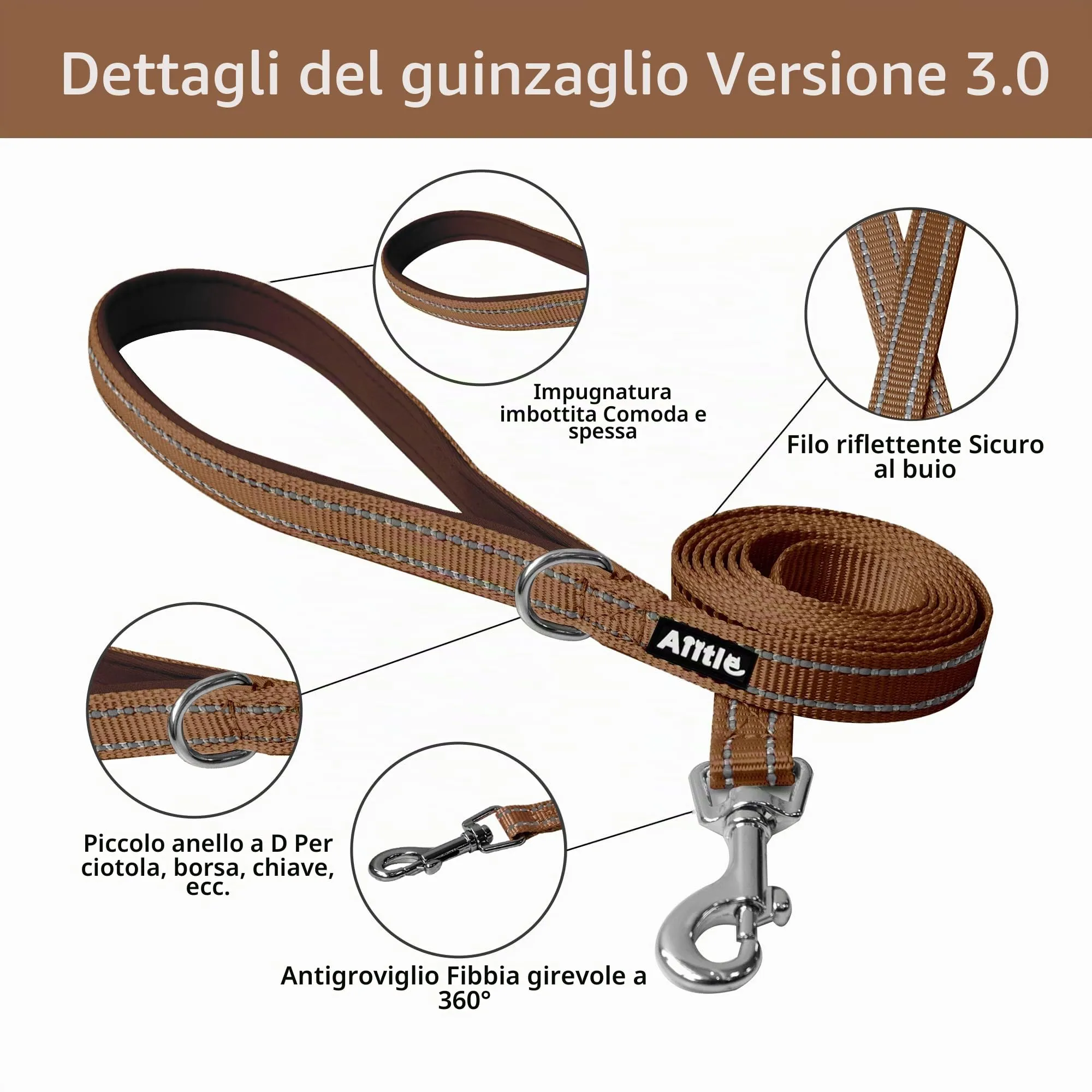 Aiitle Pettorina e guinzaglio per cani anti-tiro e anti-fuga con fasce riflettenti, Beige M - immagine 5