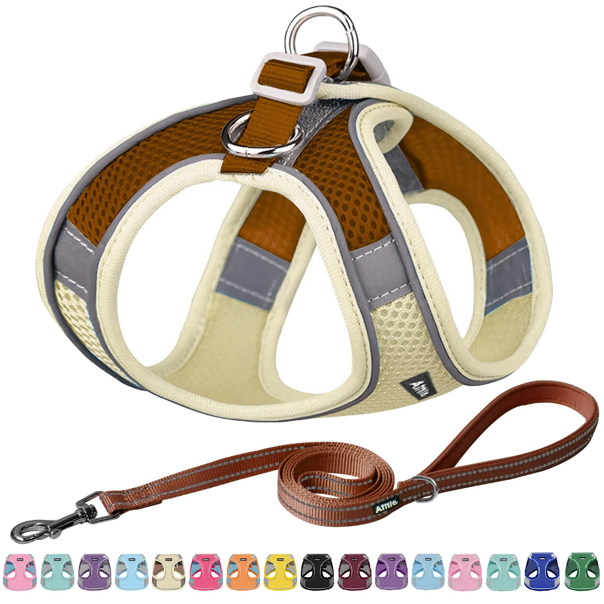 Aiitle Pettorina per Cuccioli con Guinzaglio, Rete Traspirante, Beige XXS - immagine 1