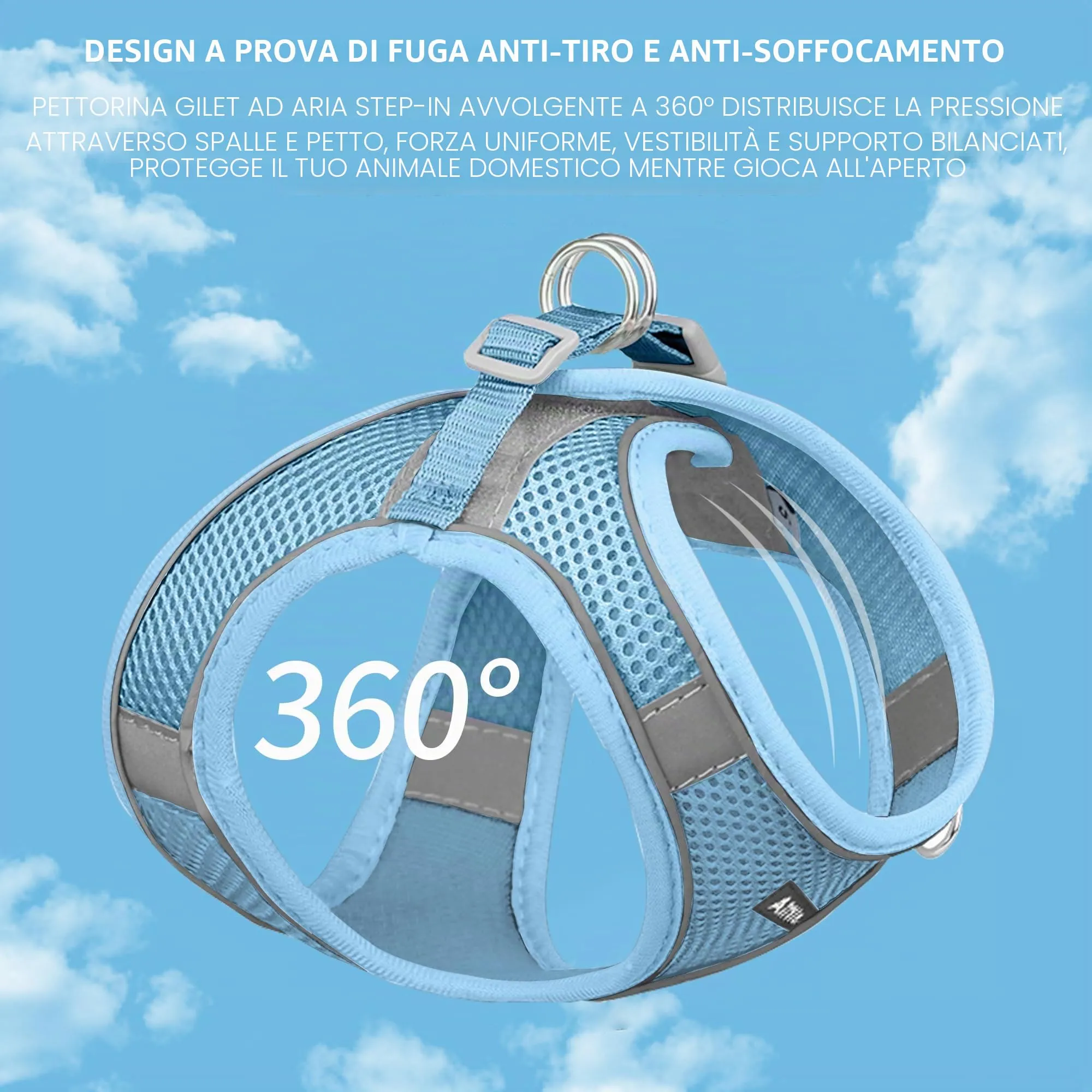 Aiitle Easy Walk Set Imbracatura e Guinzaglio per Cani, Blu puro, L - immagine 8
