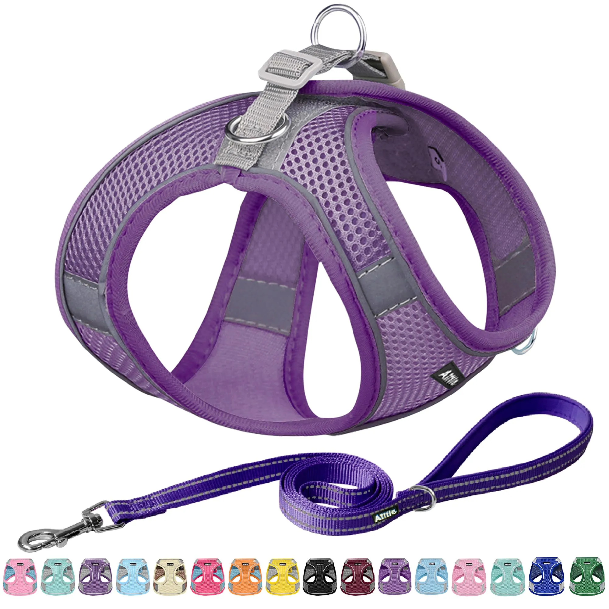 Aiitle Set Imbracatura a Gilet e Guinzaglio Riflettente per Cani di Piccola Taglia, Viola puro, XS - immagine 1