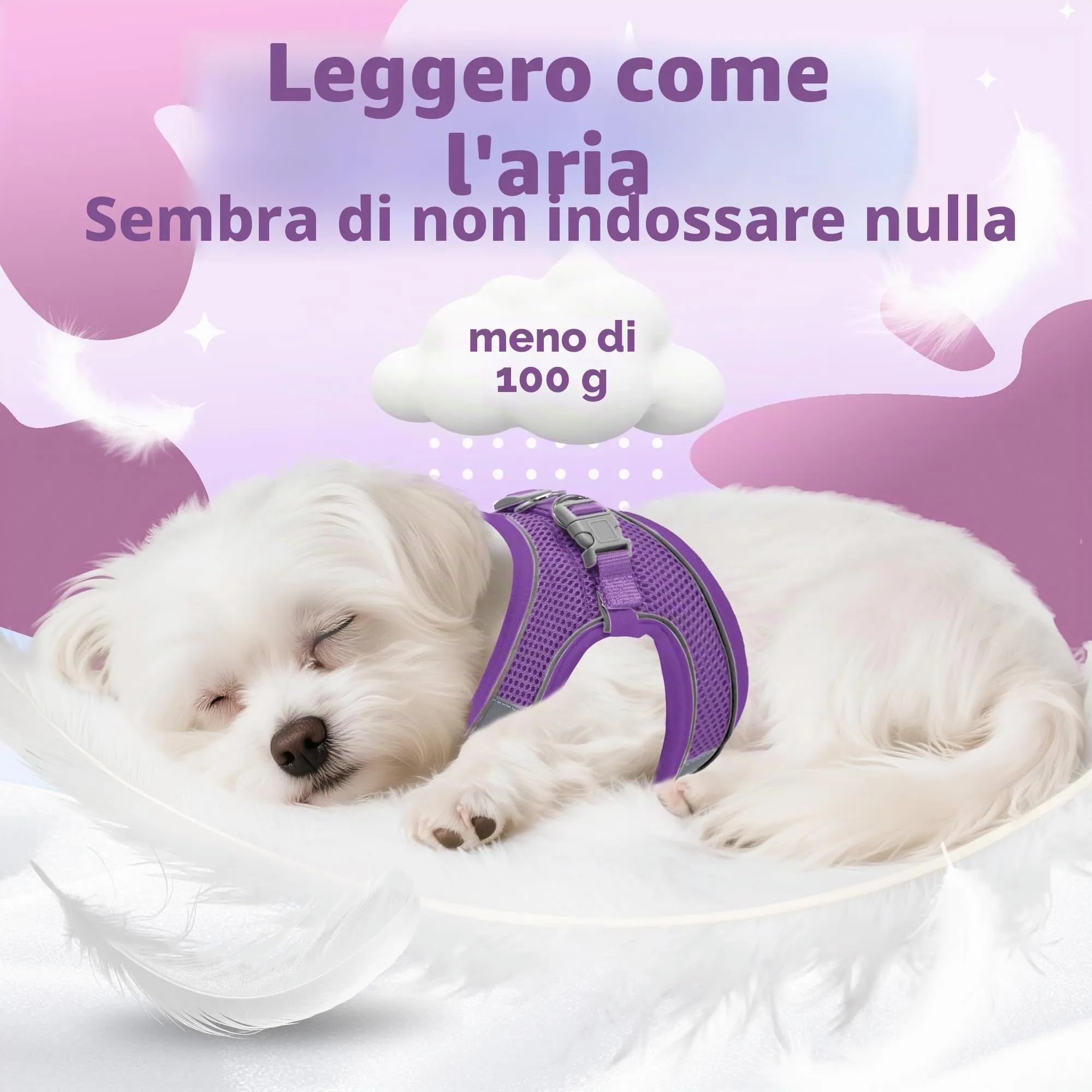 Aiitle Pettorina anti-fuga regolabile con rete traspirante per cani di taglia media, Viola puro, XL - immagine 6