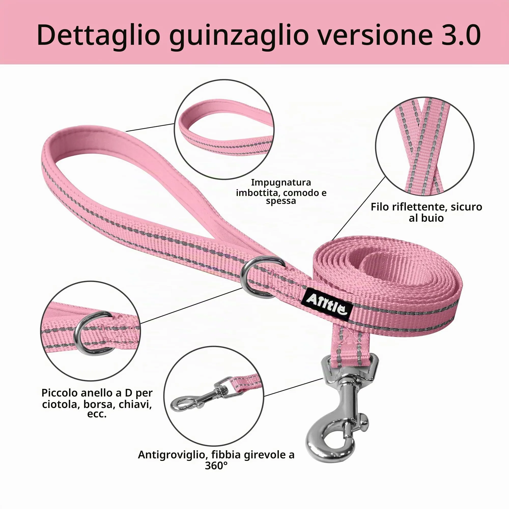 Aiitle Pettorina per cani a prova di fuga, rete traspirante, rosa puro, XL - immagine 3