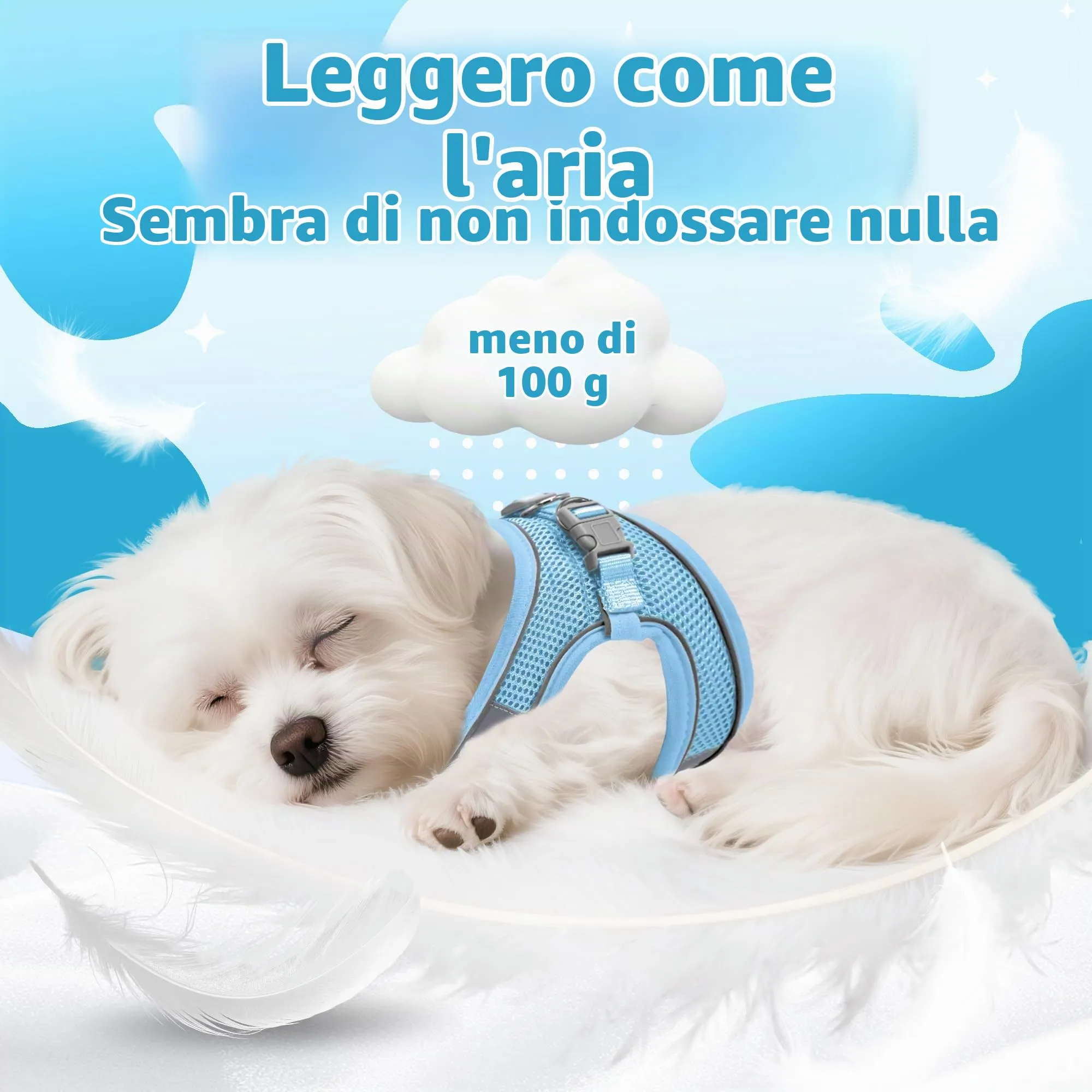 Aiitle Pettorina per cuccioli con guinzaglio, rete traspirante, anti-tiro, Blu puro, XXS - immagine 5