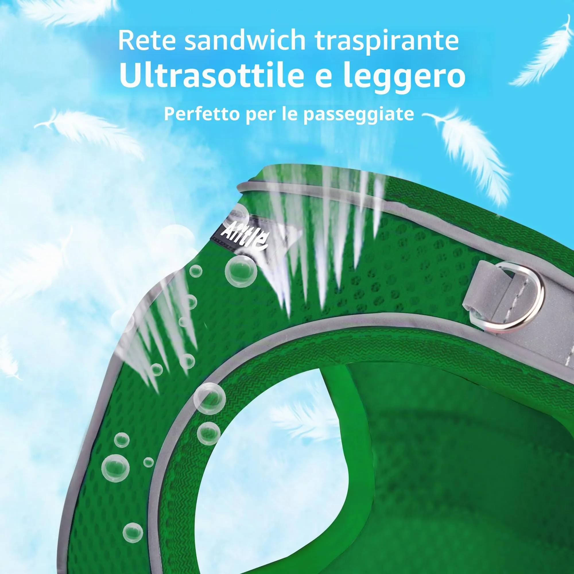 Aiitle Pettorina Anti-fuga Regolabile per Cane, Rete Traspirante, Verde XL - immagine 2