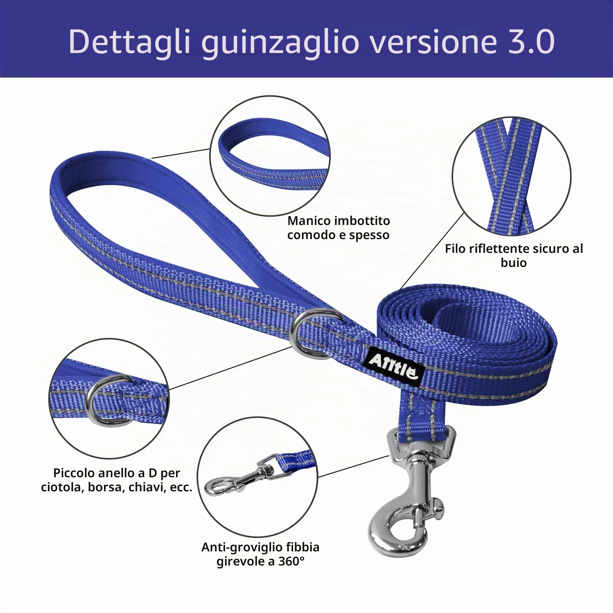 Aiitle Set Imbracatura e Guinzaglio Easy Walk per Cani, Regolabile, Blu Reale, L - immagine 6