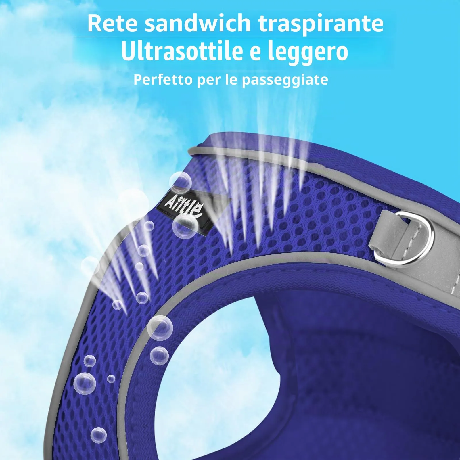Aiitle Set Imbracatura e Guinzaglio Easy Walk per Cani, Regolabile, Blu Reale, L - immagine 8