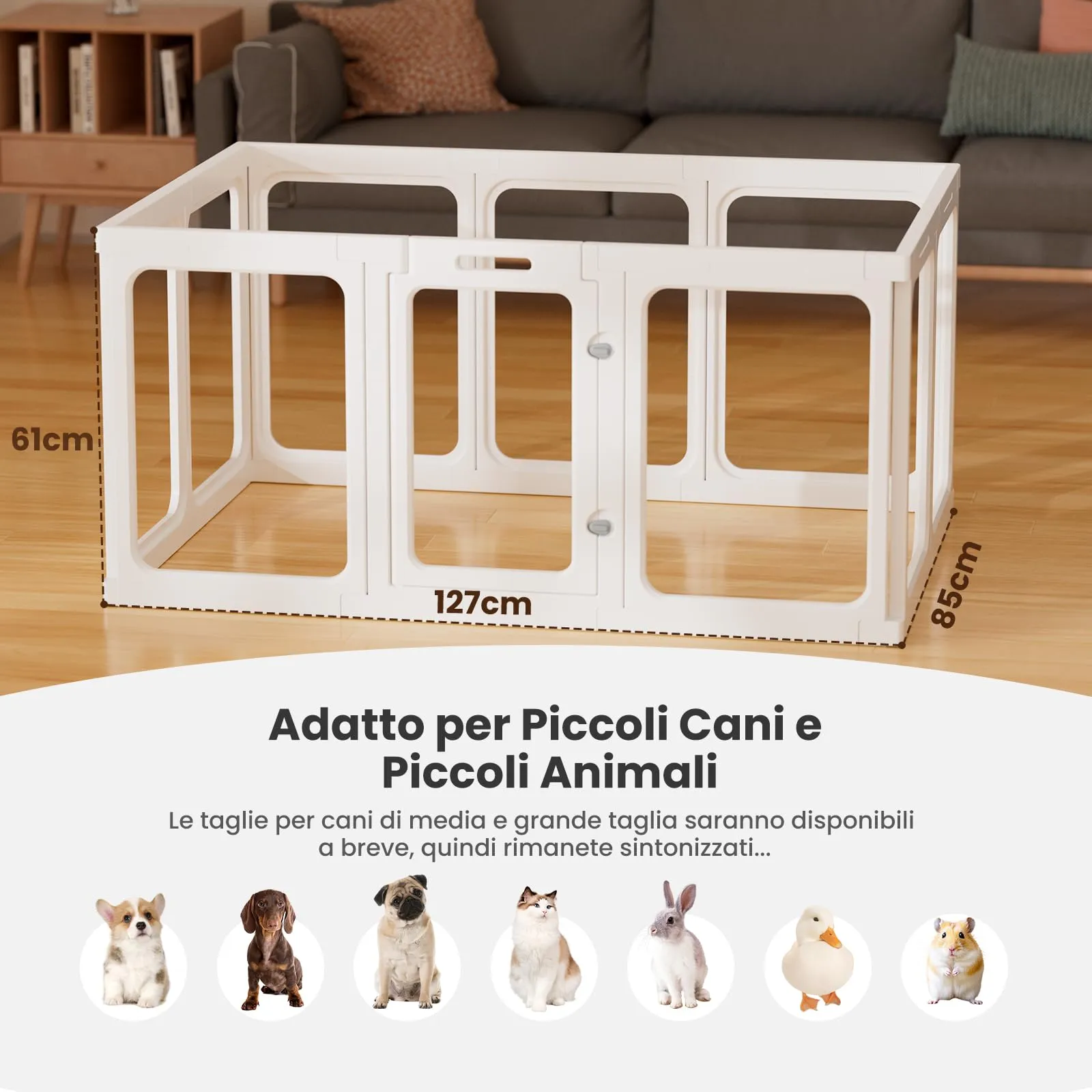 Gardner Pet Recinto per Cani in Acrilico Trasparente, 10 Pezzi, Bianco - immagine 4