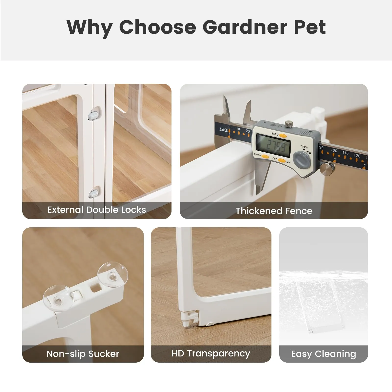 Gardner Pet Recinto per Cani in Acrilico Trasparente, 10 Pezzi, Bianco - immagine 7