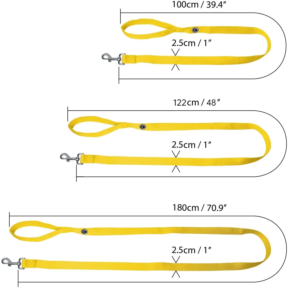 igadgitz Home U7326 Guinzaglio per Cani Imbottito, Giallo, 180cm - immagine 2