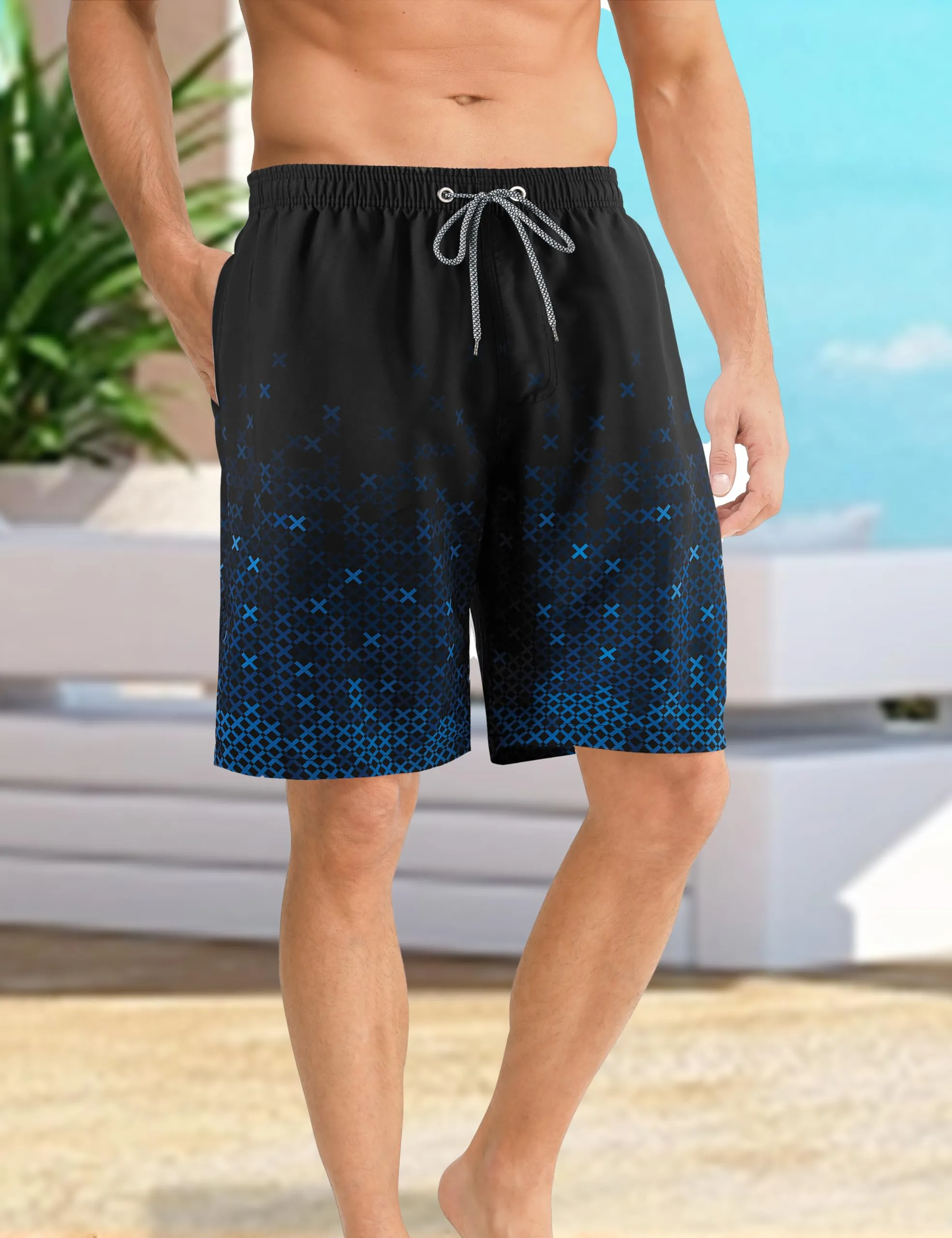 APTRO Pantaloncini da Bagno Uomo Stampa Hawaiana Blu Scuro MK308 3XL - immagine 2