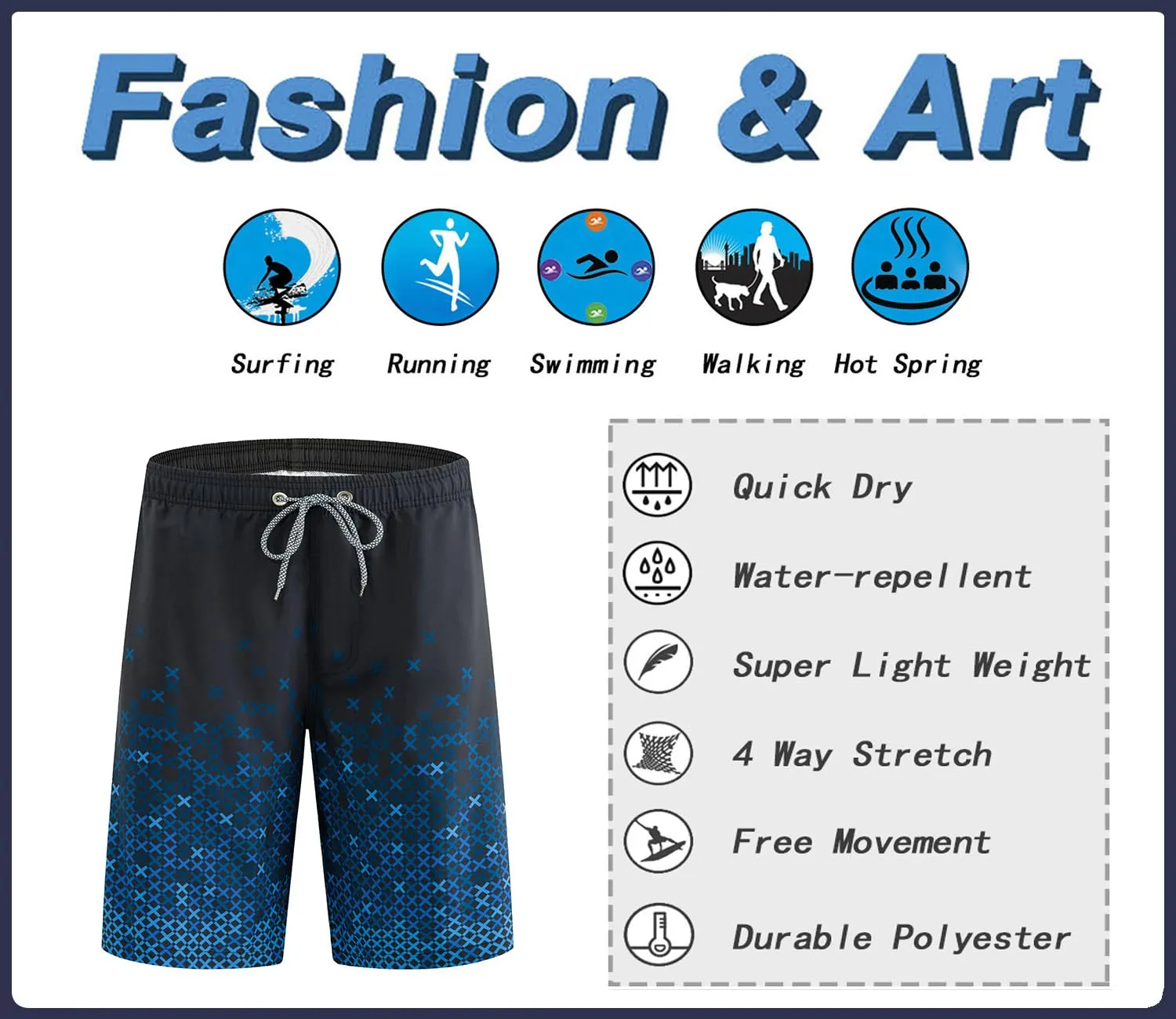 APTRO Pantaloncini da Bagno Uomo Stampa Hawaiana Blu Scuro MK308 3XL - immagine 7