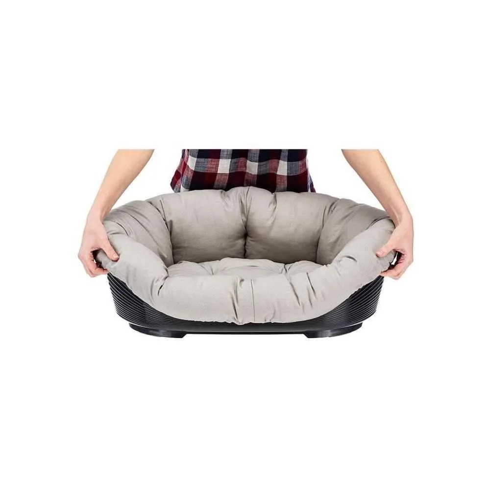 Ferplast Cuccia Gatto e Cane in Plastica con Imbottitura Lavabile, 52 x 39 x 21 cm, Tortora - immagine 3