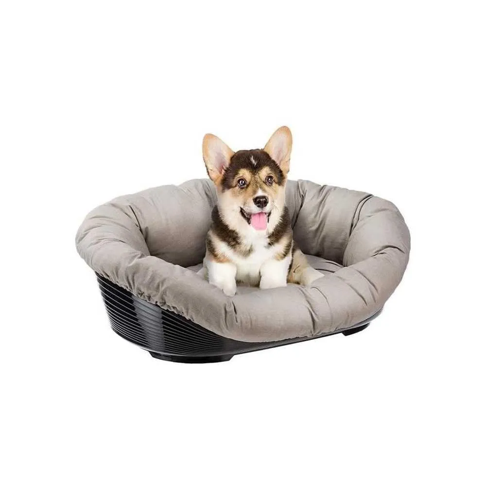 Ferplast Cuccia Cane Interno, Cesta in Plastica con Imbottitura Lavabile, 73 x 55 x 27 cm, Tortora - immagine 5