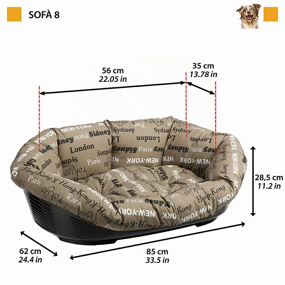 Ferplast Cuccia Cane Interno, Cesta in Plastica Antiscivolo con Imbottitura Lavabile, 85 x 62 x 28,5 cm, Marrone - immagine 4
