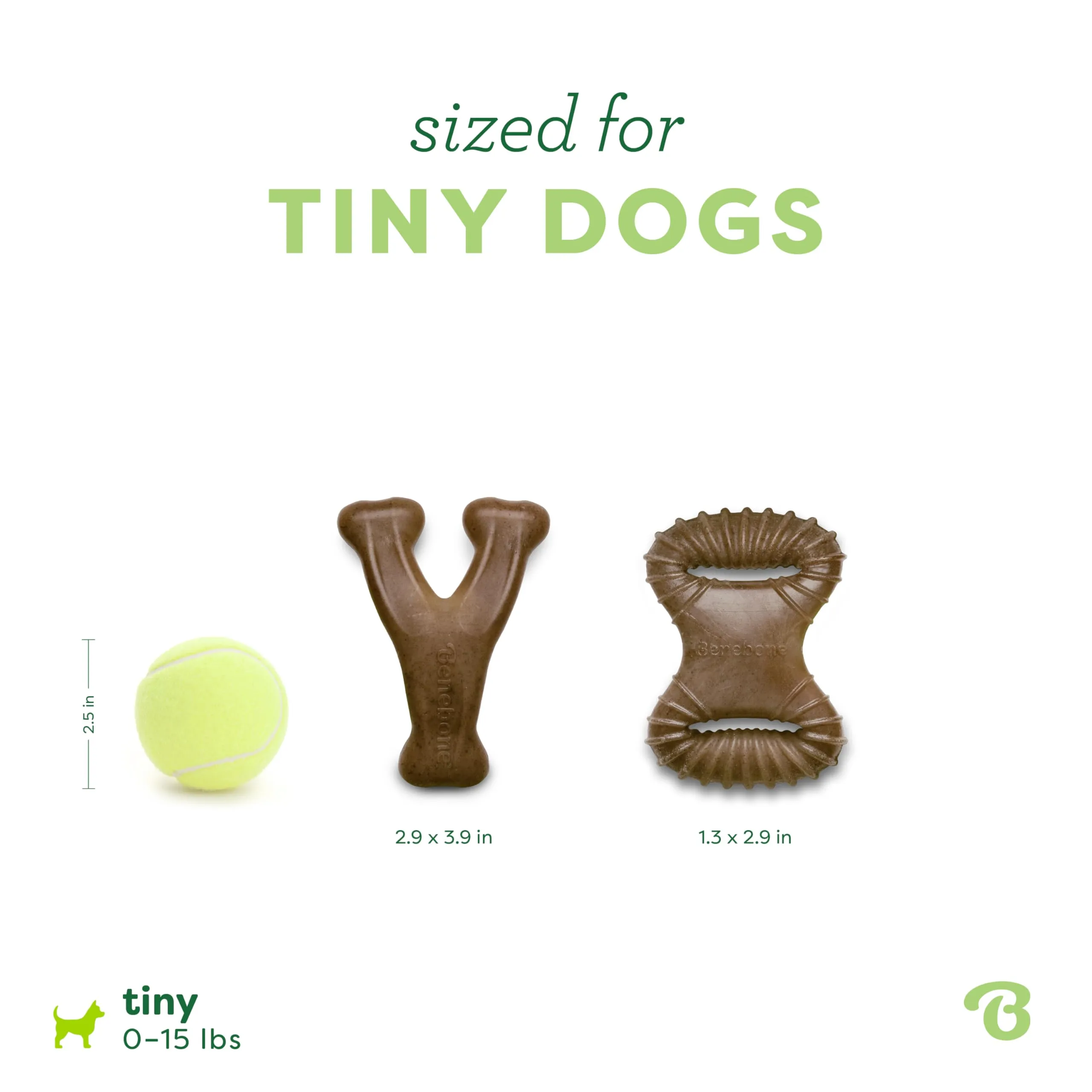 Benebone Tiny Confetti Set di 2 Giochi da Masticare per Cani, Bacon Reale - immagine 4