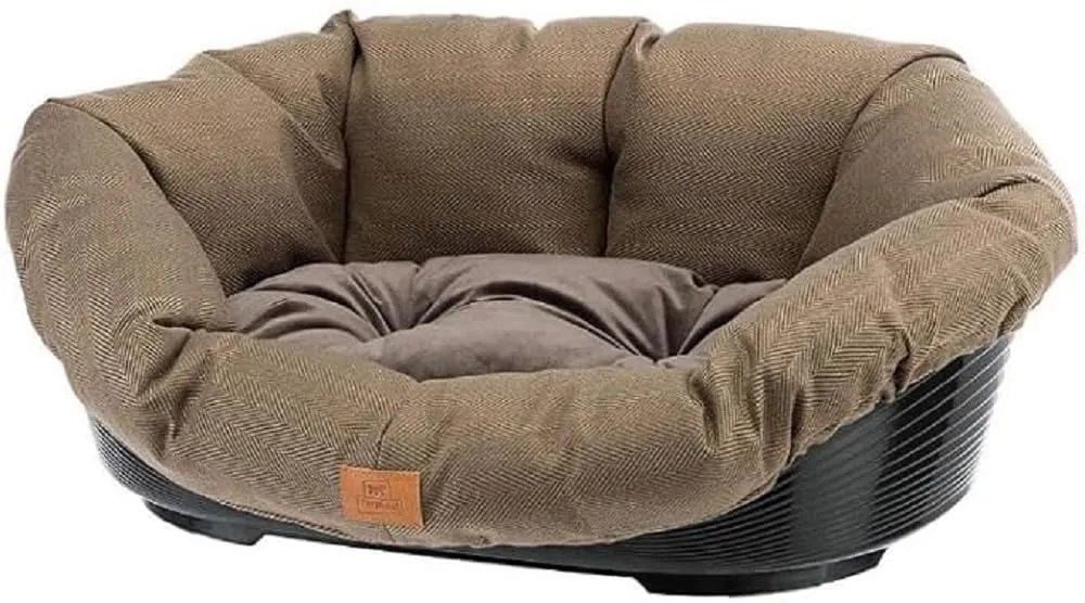 Ferplast Cuccia per Gatti e Cani in Plastica con Imbottitura Lavabile, 64 x 48 x 25 cm, Marrone - immagine 1