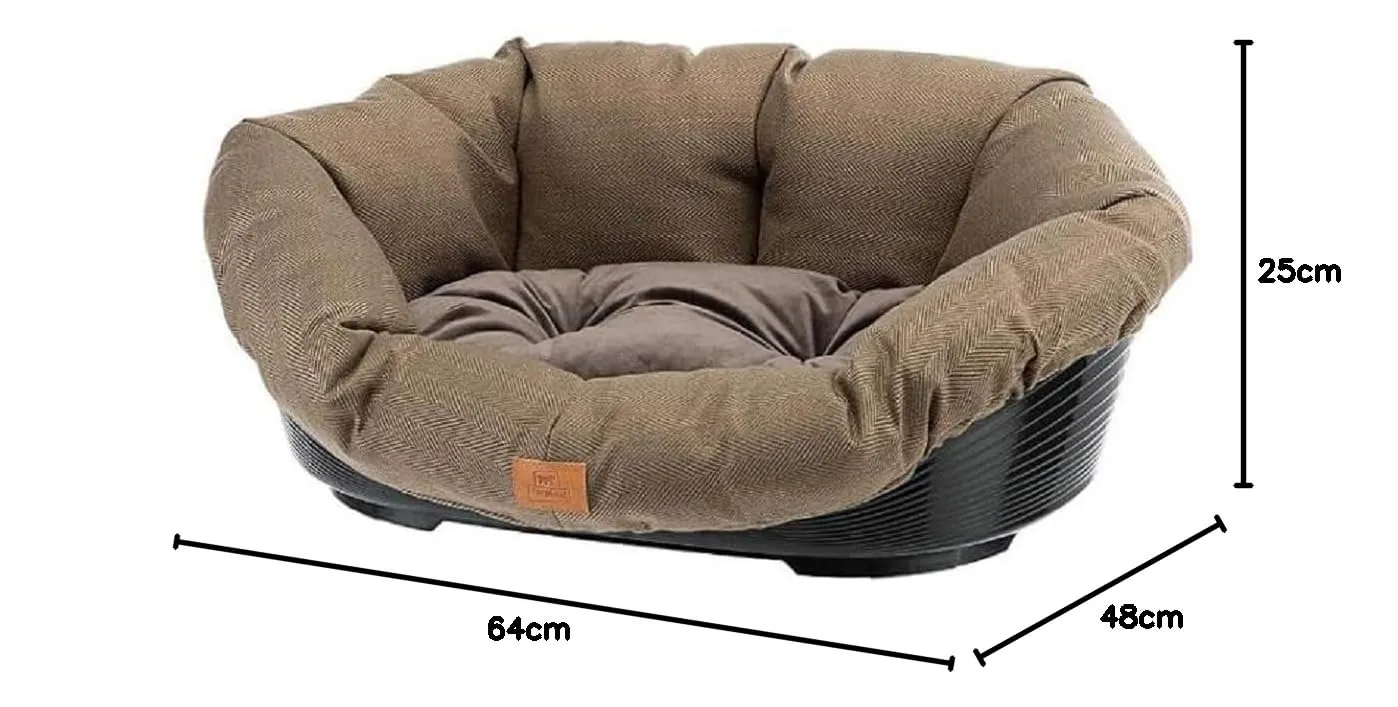 Ferplast Cuccia per Gatti e Cani in Plastica con Imbottitura Lavabile, 64 x 48 x 25 cm, Marrone - immagine 2